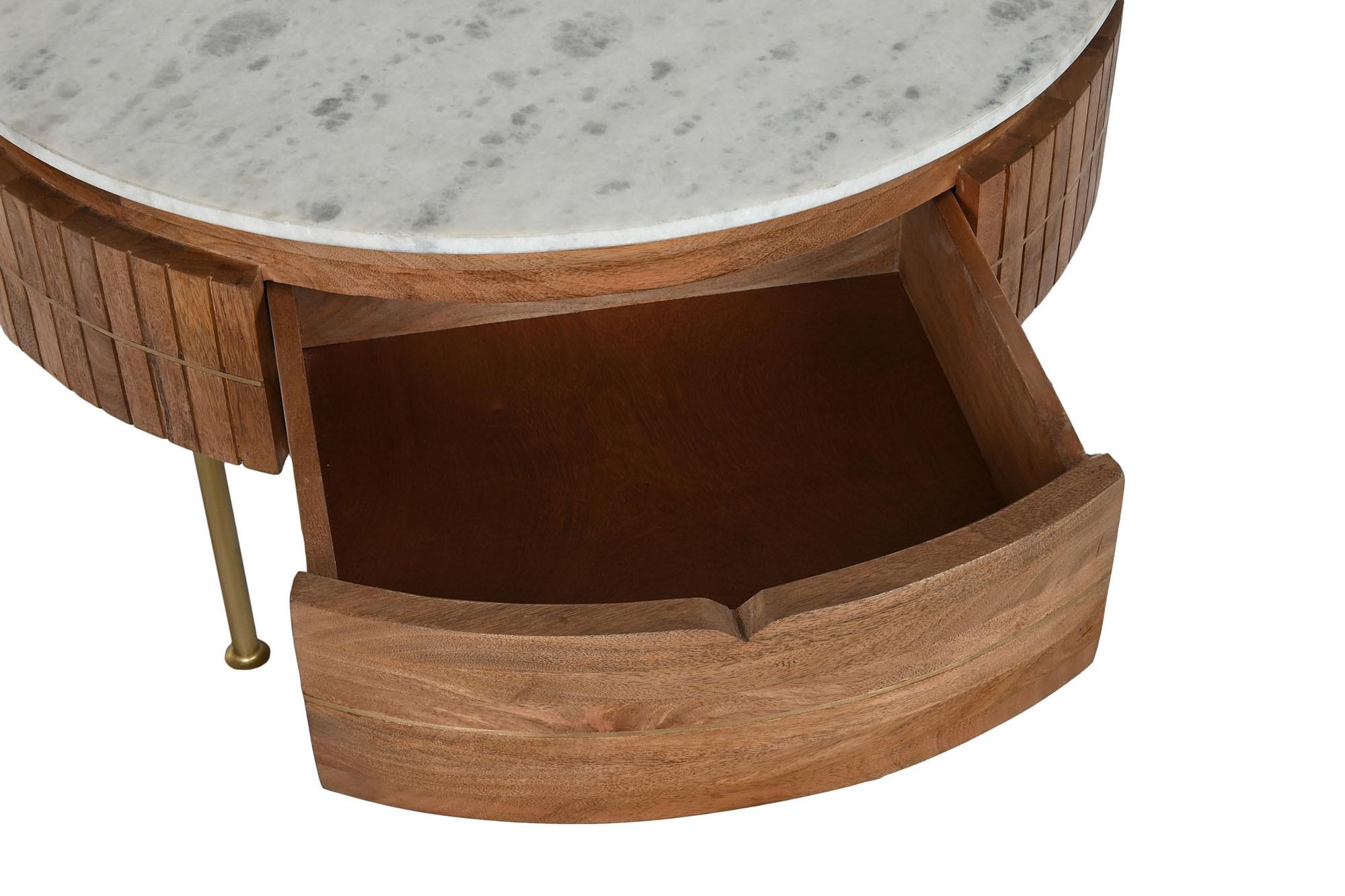 Product photograph of Glam White Marble Storage Round Coffee Table from Choice Furniture Superstore.