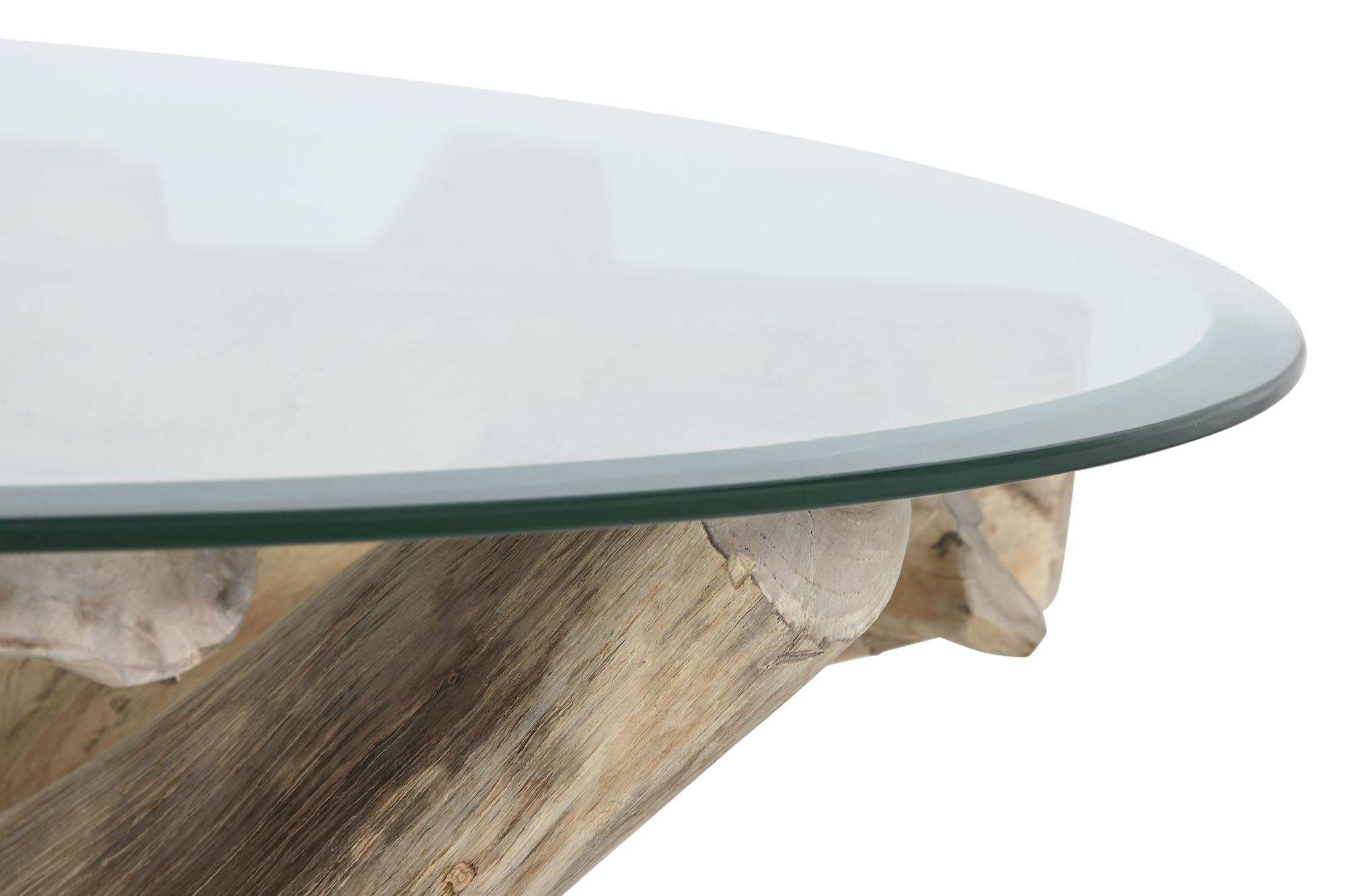 Product photograph of Natural Glass Round 100cm Coffee Table from Choice Furniture Superstore.