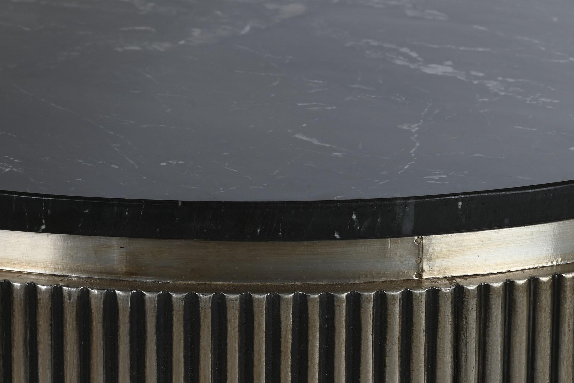 Product photograph of Modern Black Marble Round Fluted Base Coffee Table from Choice Furniture Superstore.