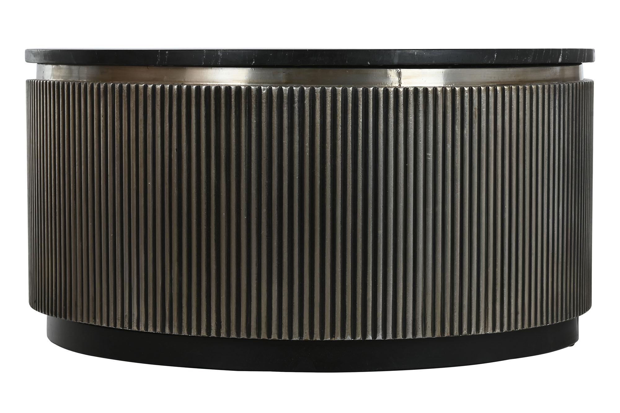 Product photograph of Modern Black Marble Round Fluted Base Coffee Table from Choice Furniture Superstore.