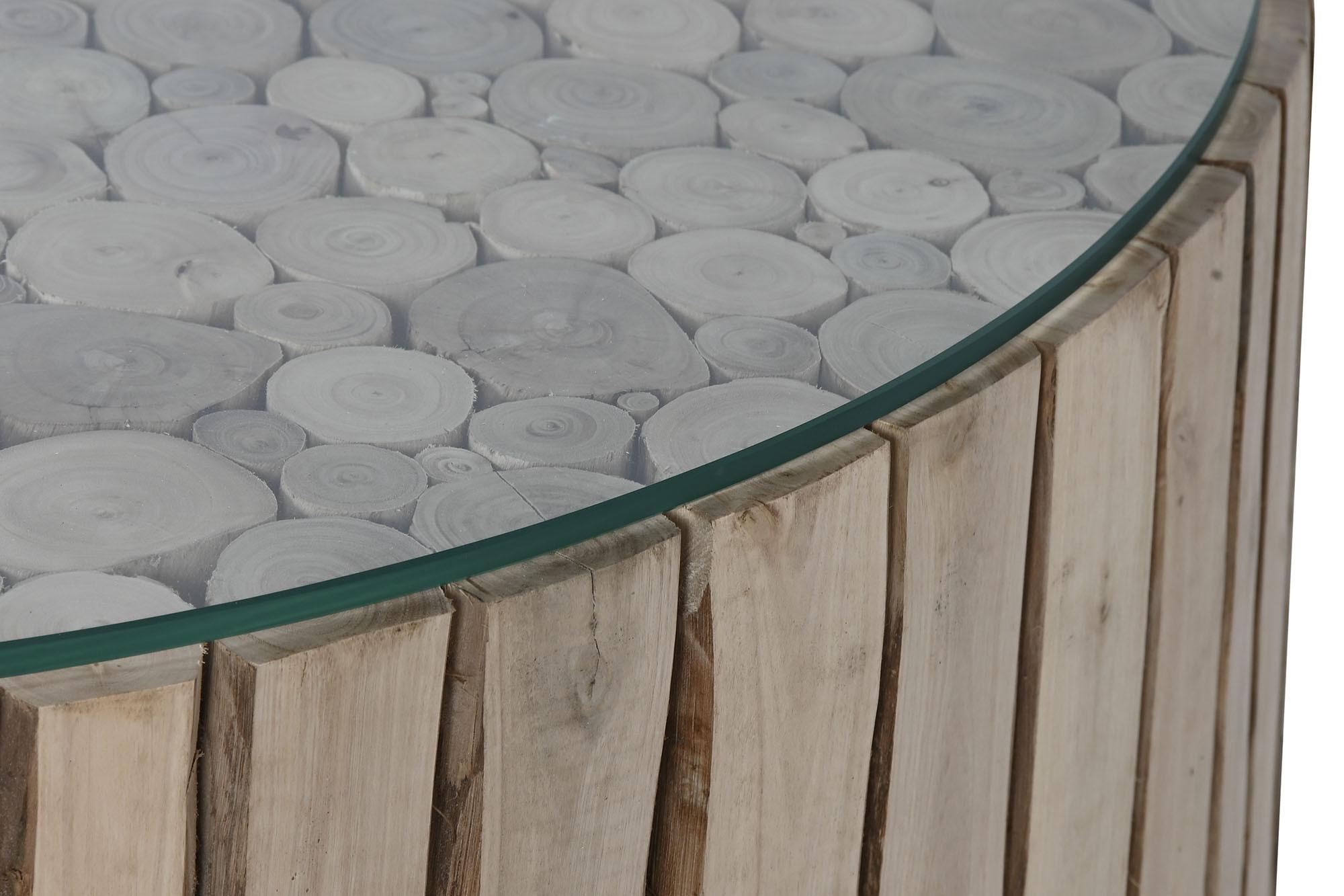 Product photograph of Balinese Glass Top Round Coffee Table from Choice Furniture Superstore.