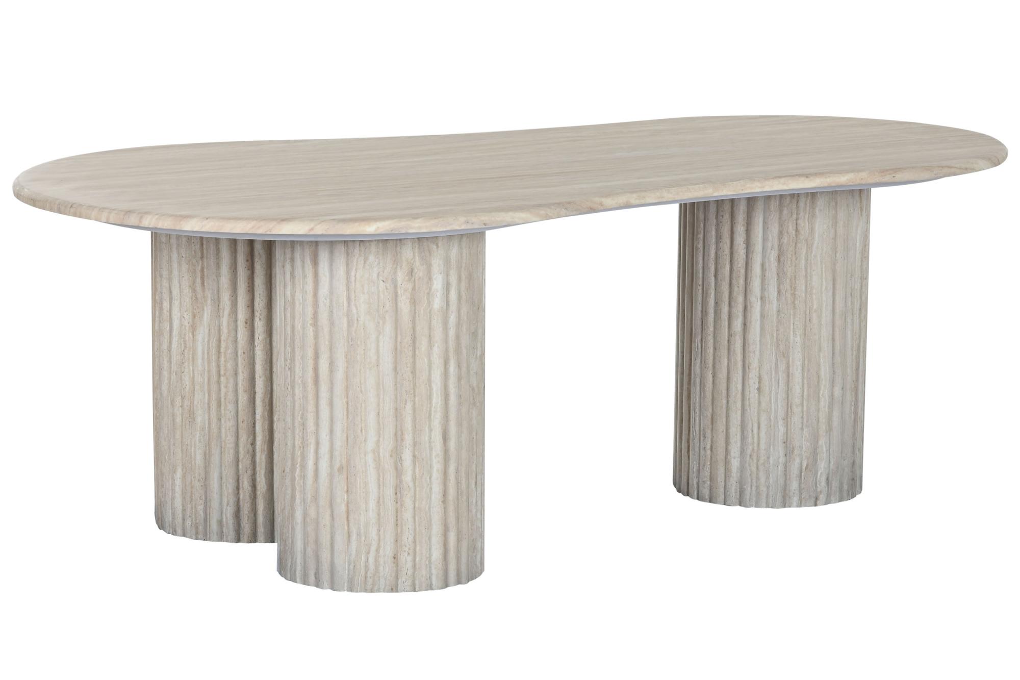 Product photograph of Modern Beige Wood Fluted Base Coffee Table from Choice Furniture Superstore.