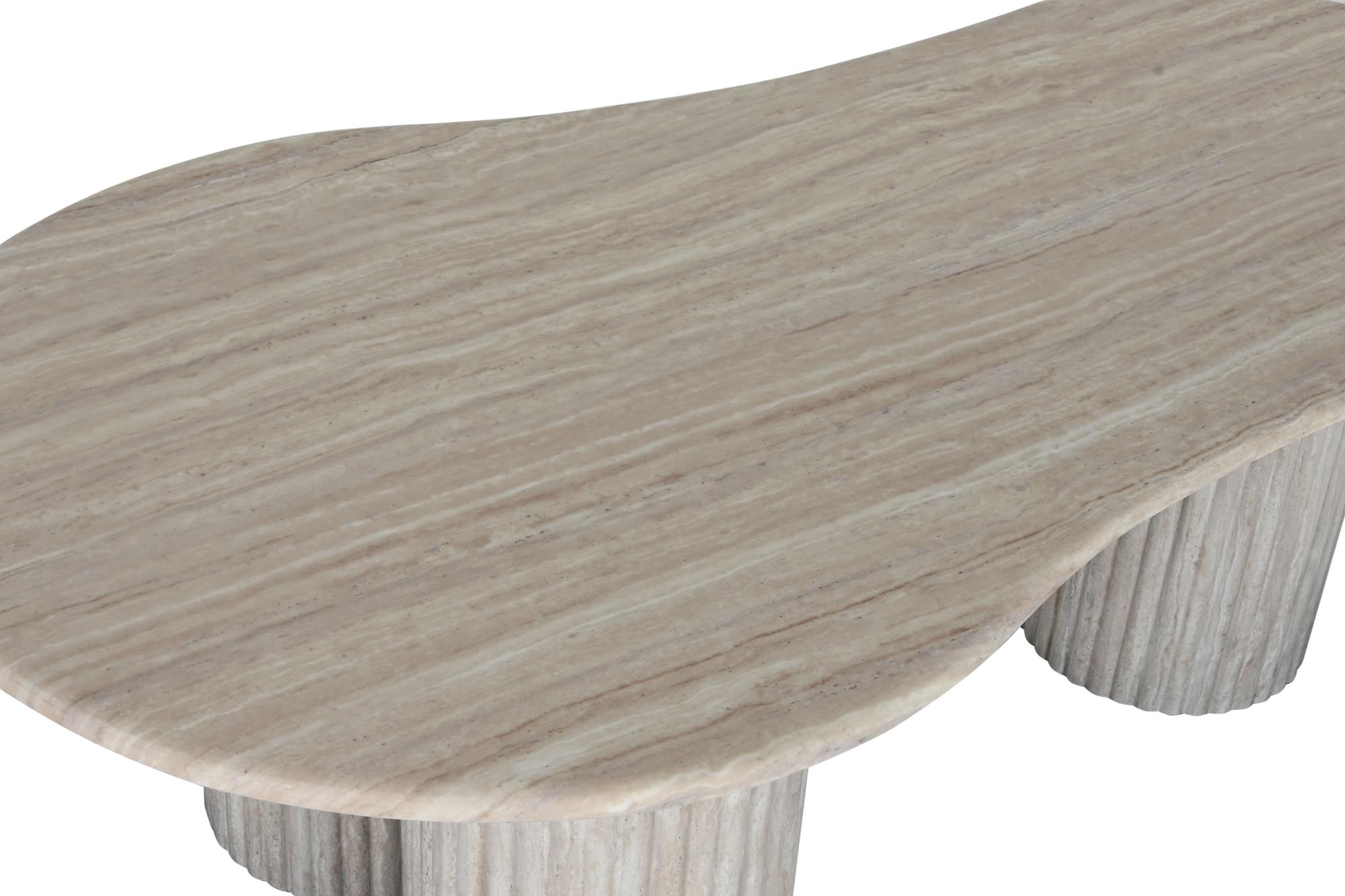 Product photograph of Modern Beige Wood Fluted Base Coffee Table from Choice Furniture Superstore.