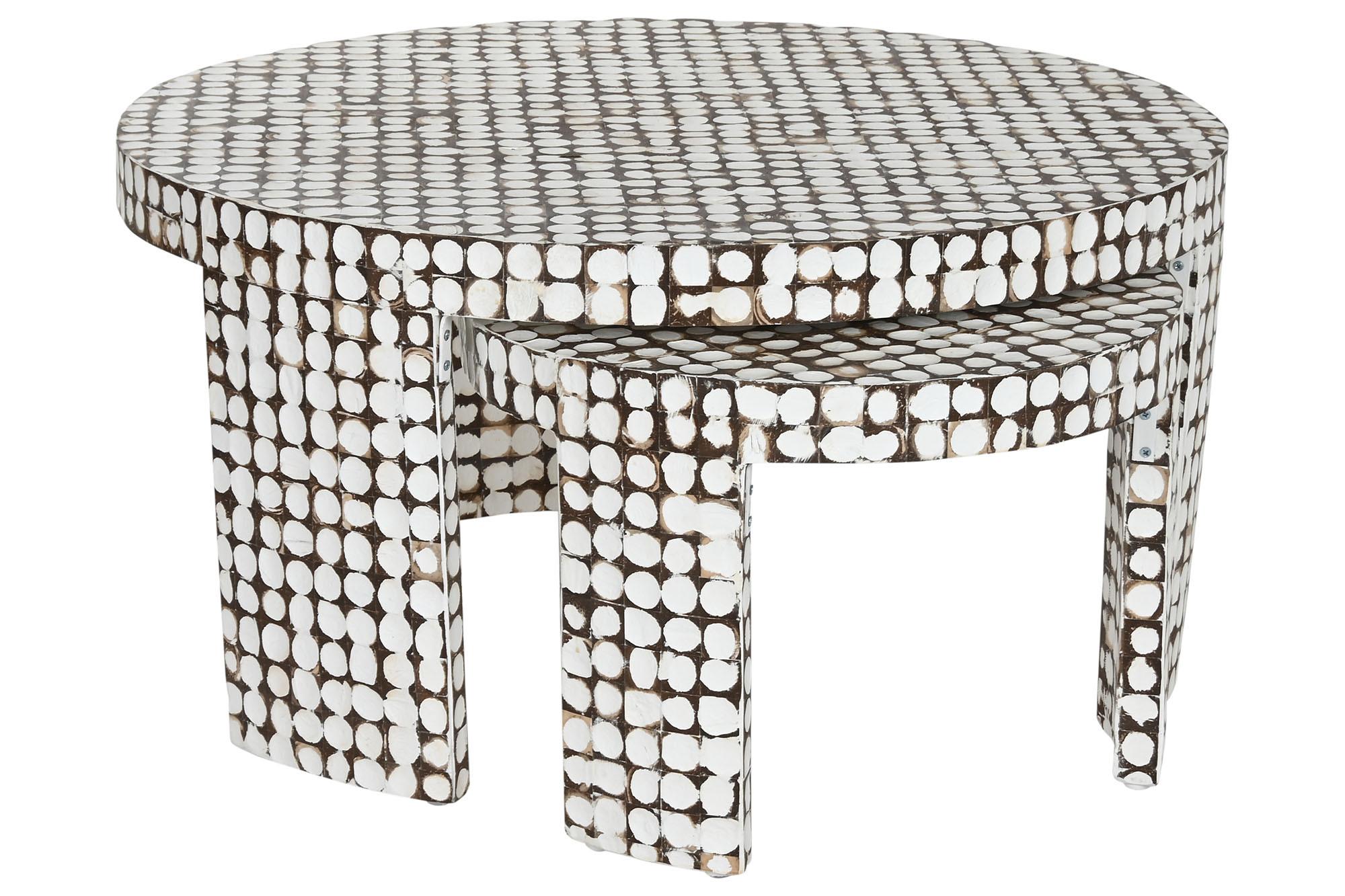 Product photograph of Coconut Wood Set Of 2 Round Coffee Table from Choice Furniture Superstore.