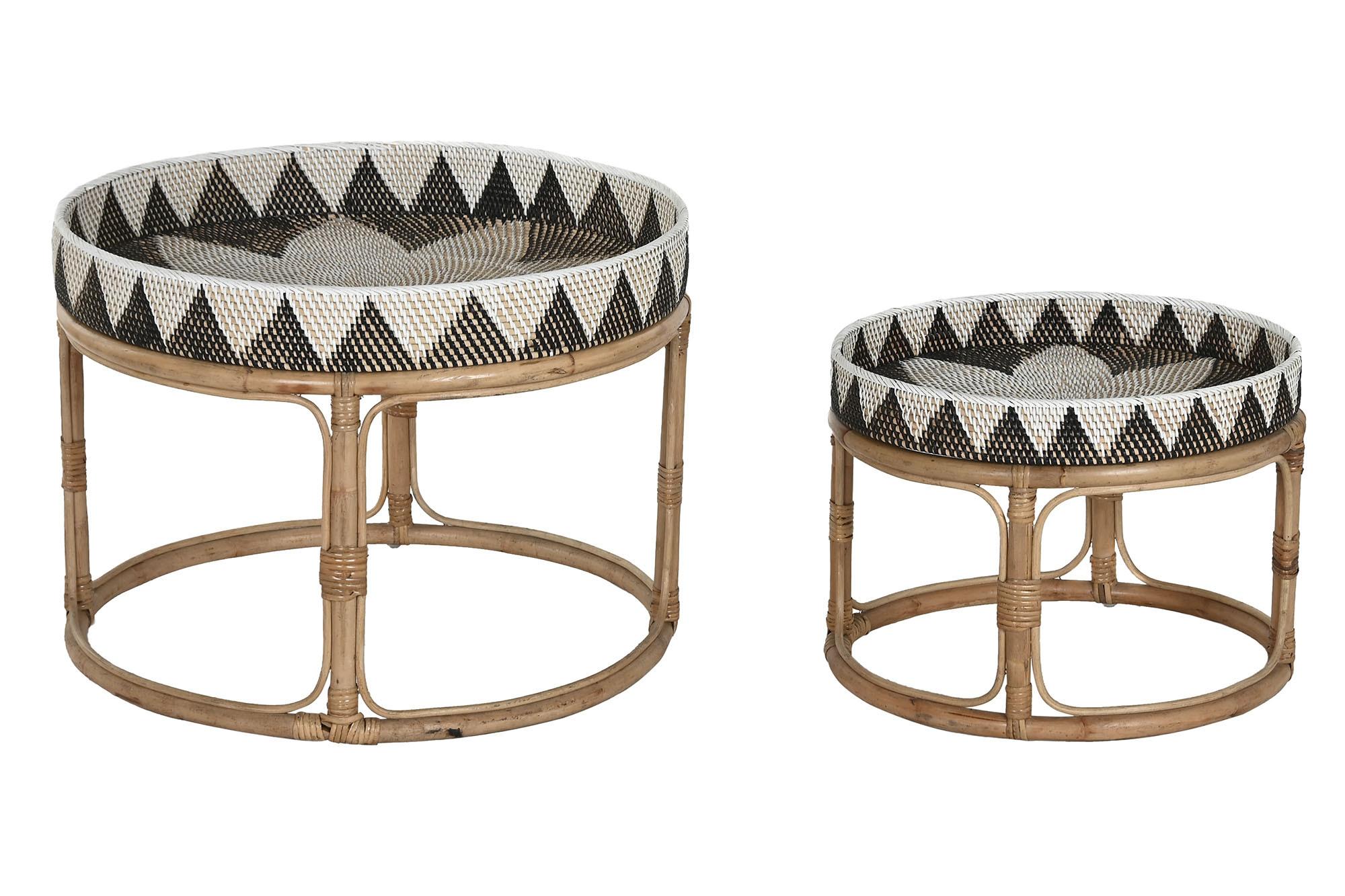 Product photograph of Rattan Set Of 2 Round Coffee Table from Choice Furniture Superstore.