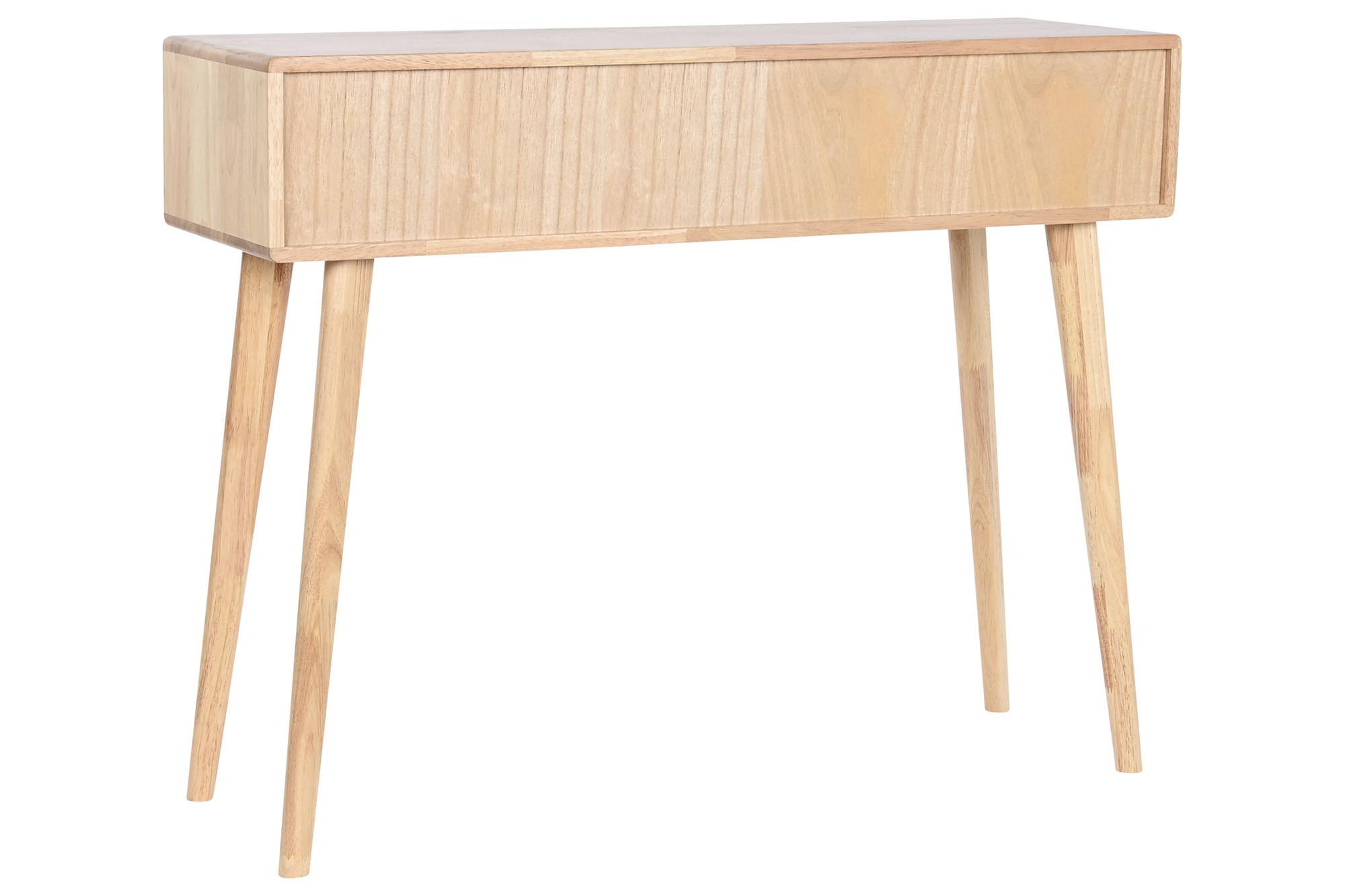 Product photograph of Scandi Rubberwood Rattan 2 Drawer Console Table from Choice Furniture Superstore.