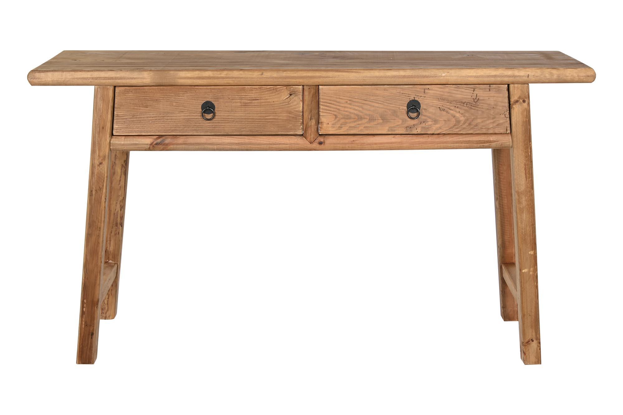 Product photograph of Oriental Recicled Wood 2 Drawer Console Table from Choice Furniture Superstore.