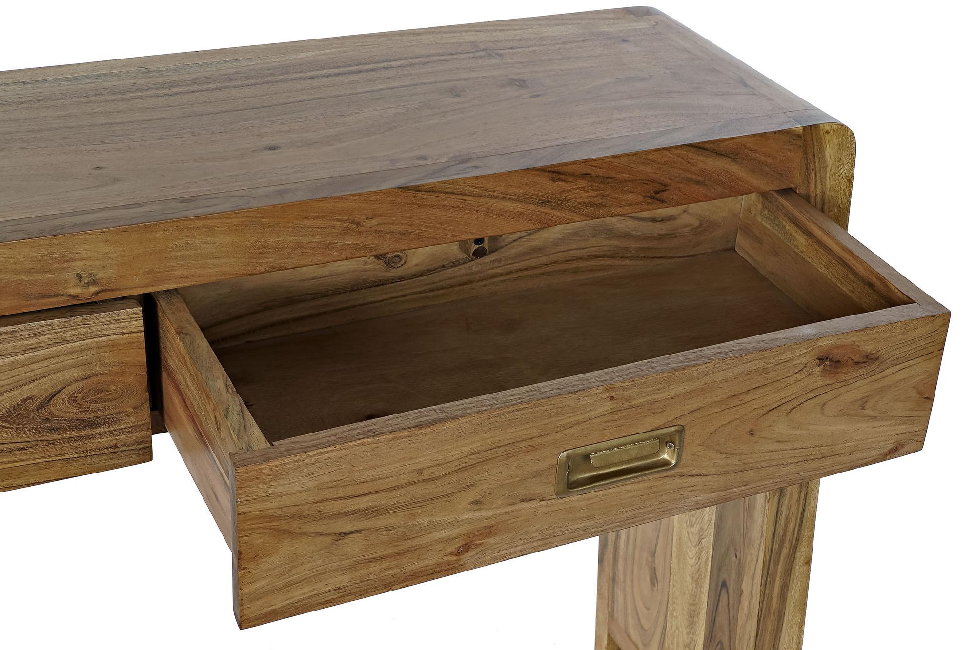 Product photograph of African Acacia Wood 2 Drawer Console Table from Choice Furniture Superstore.