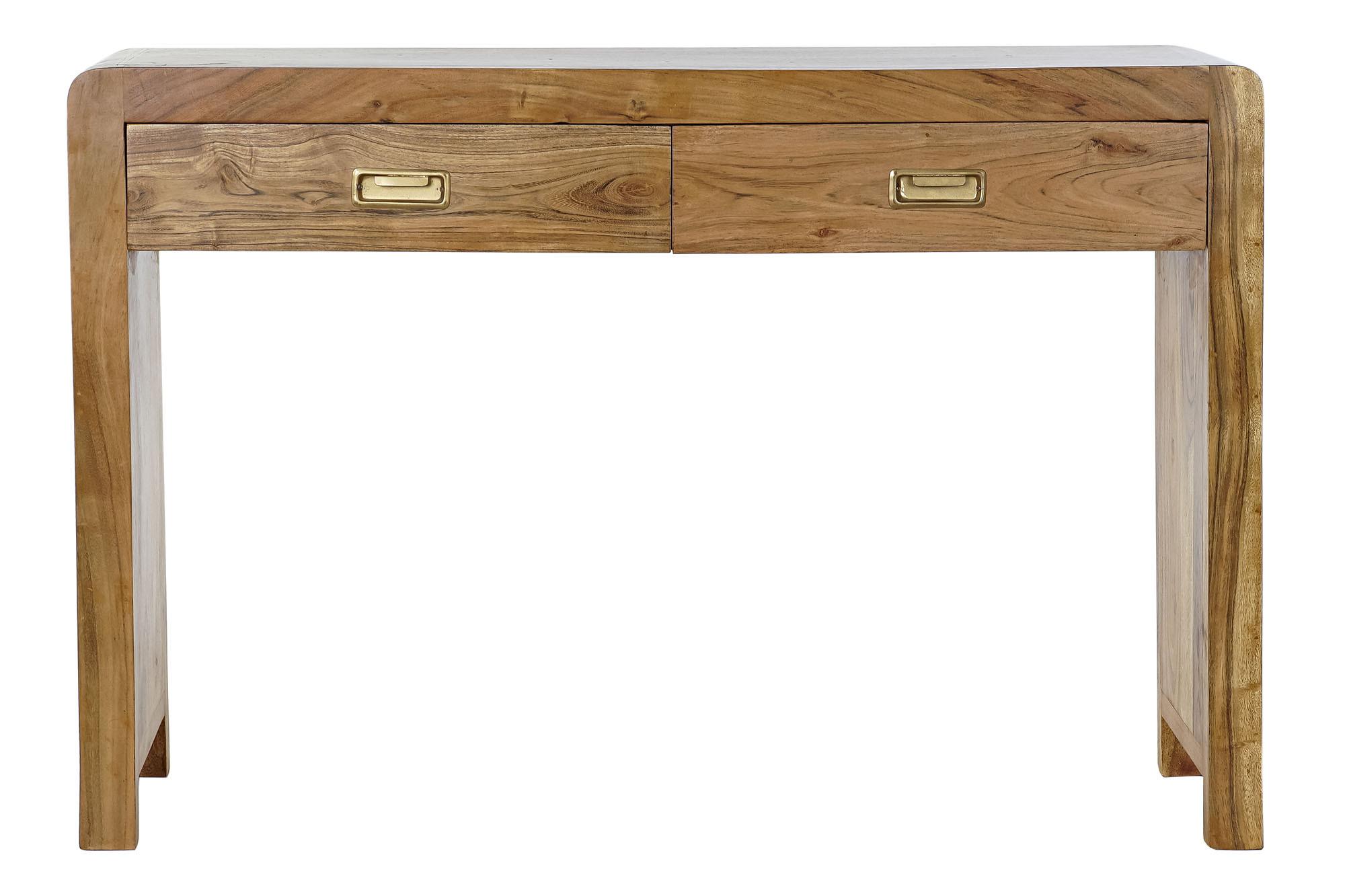 Product photograph of African Acacia Wood 2 Drawer Console Table from Choice Furniture Superstore.