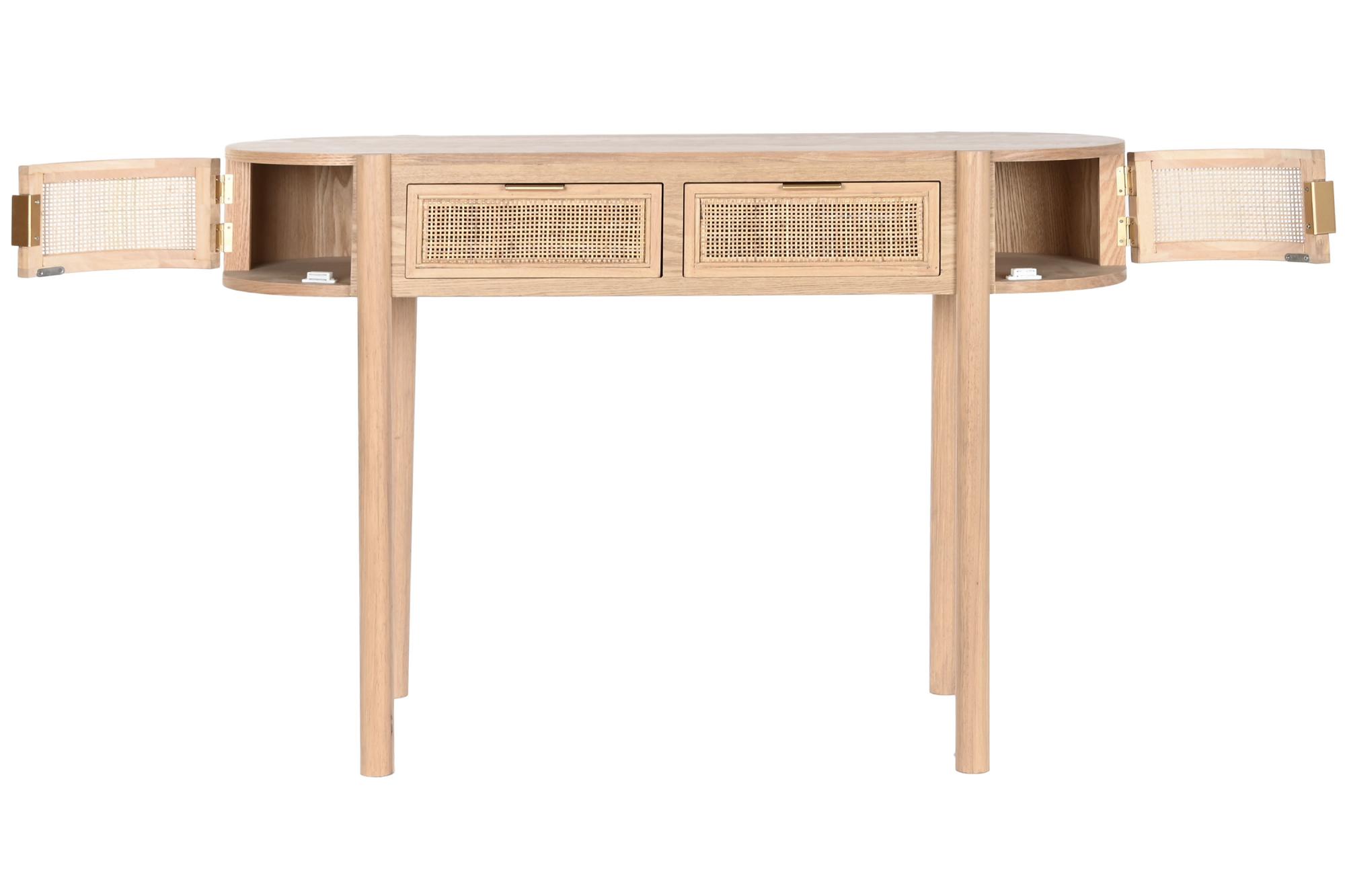 Product photograph of Modern Rattan 2 Drawer Console Table from Choice Furniture Superstore.