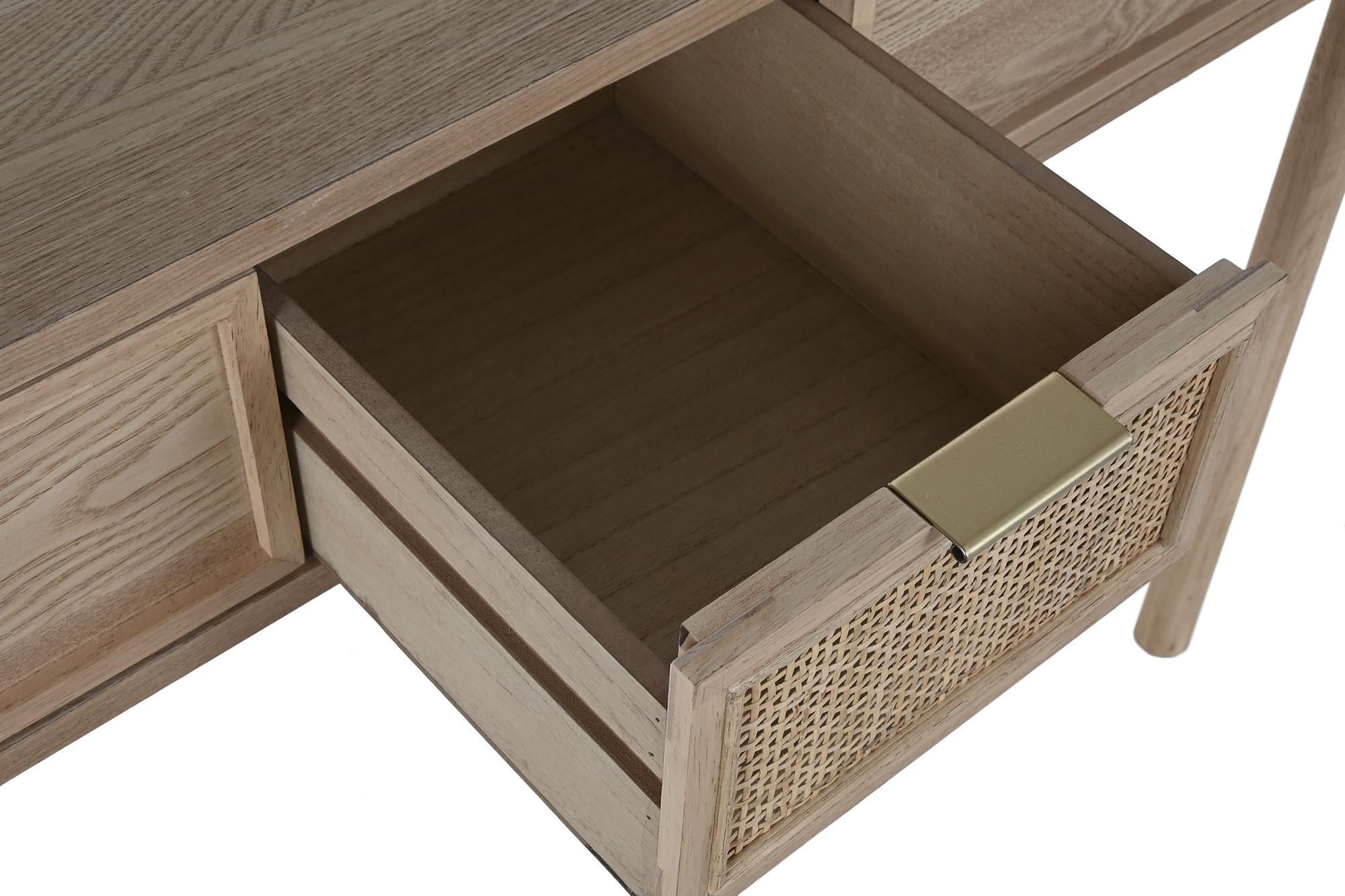 Product photograph of Tropical Rattan 3 Drawer Console Table from Choice Furniture Superstore.