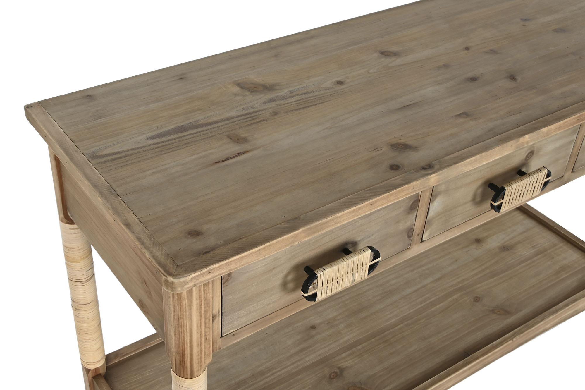 Product photograph of Alpine Natural 3 Drawer Console Table from Choice Furniture Superstore.