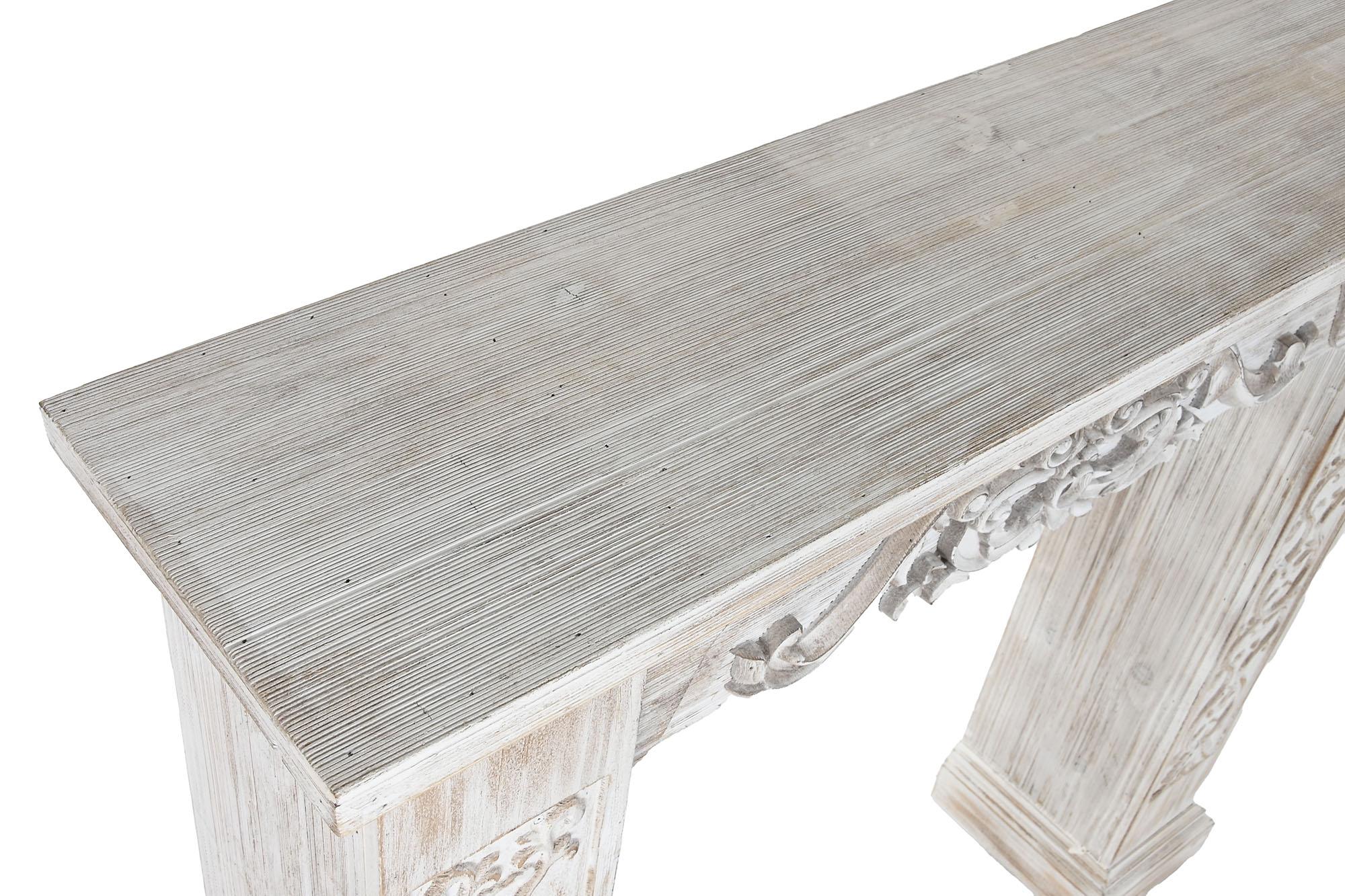 Product photograph of White Wood Carved Console Table from Choice Furniture Superstore.