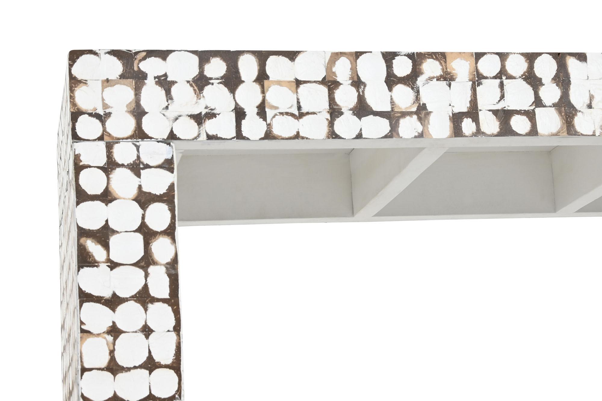 Product photograph of Decape White Coconut Wood Console Table from Choice Furniture Superstore.