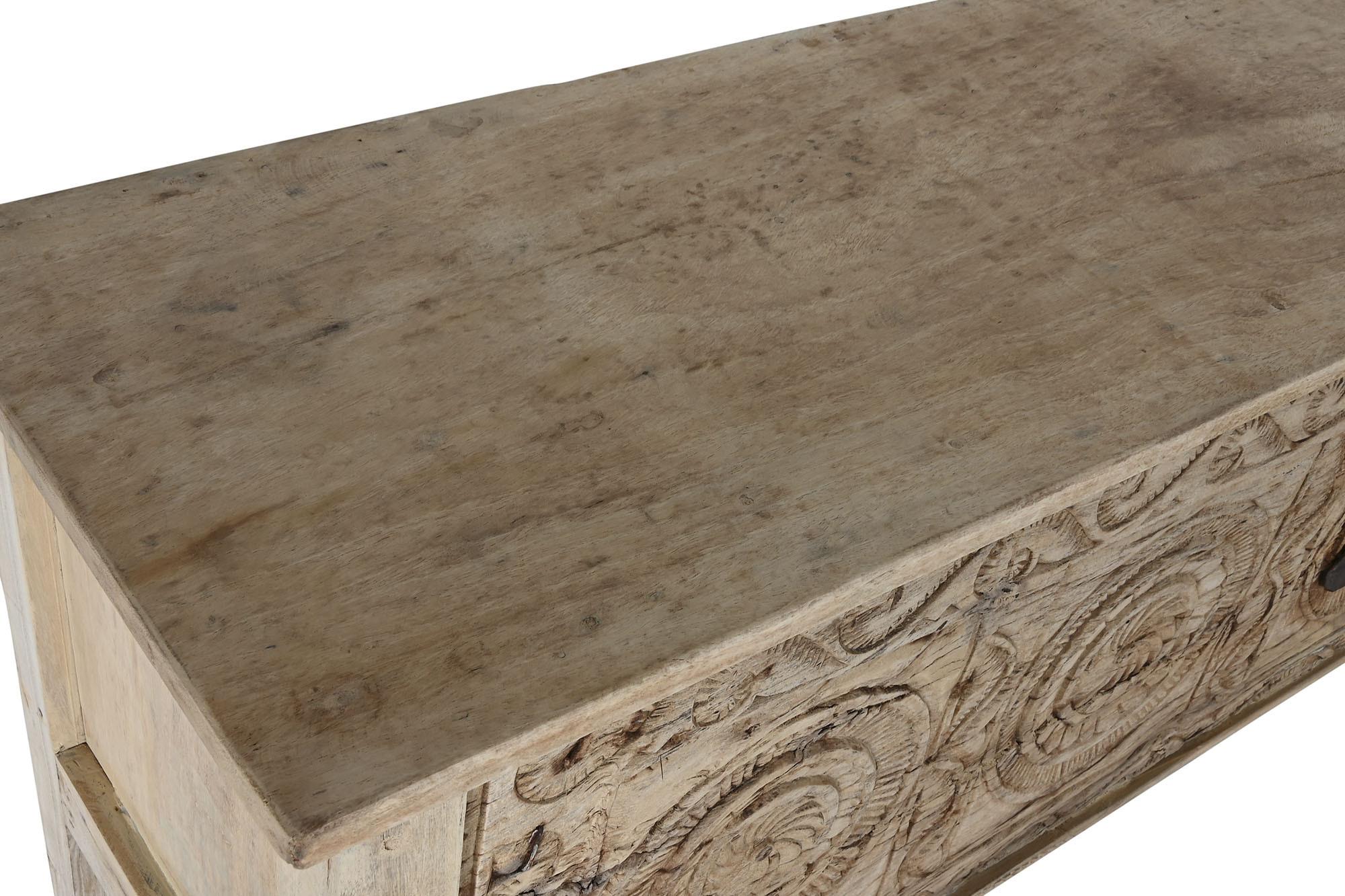 Product photograph of Teak Mango Wood 150cm Carved Console Table from Choice Furniture Superstore.