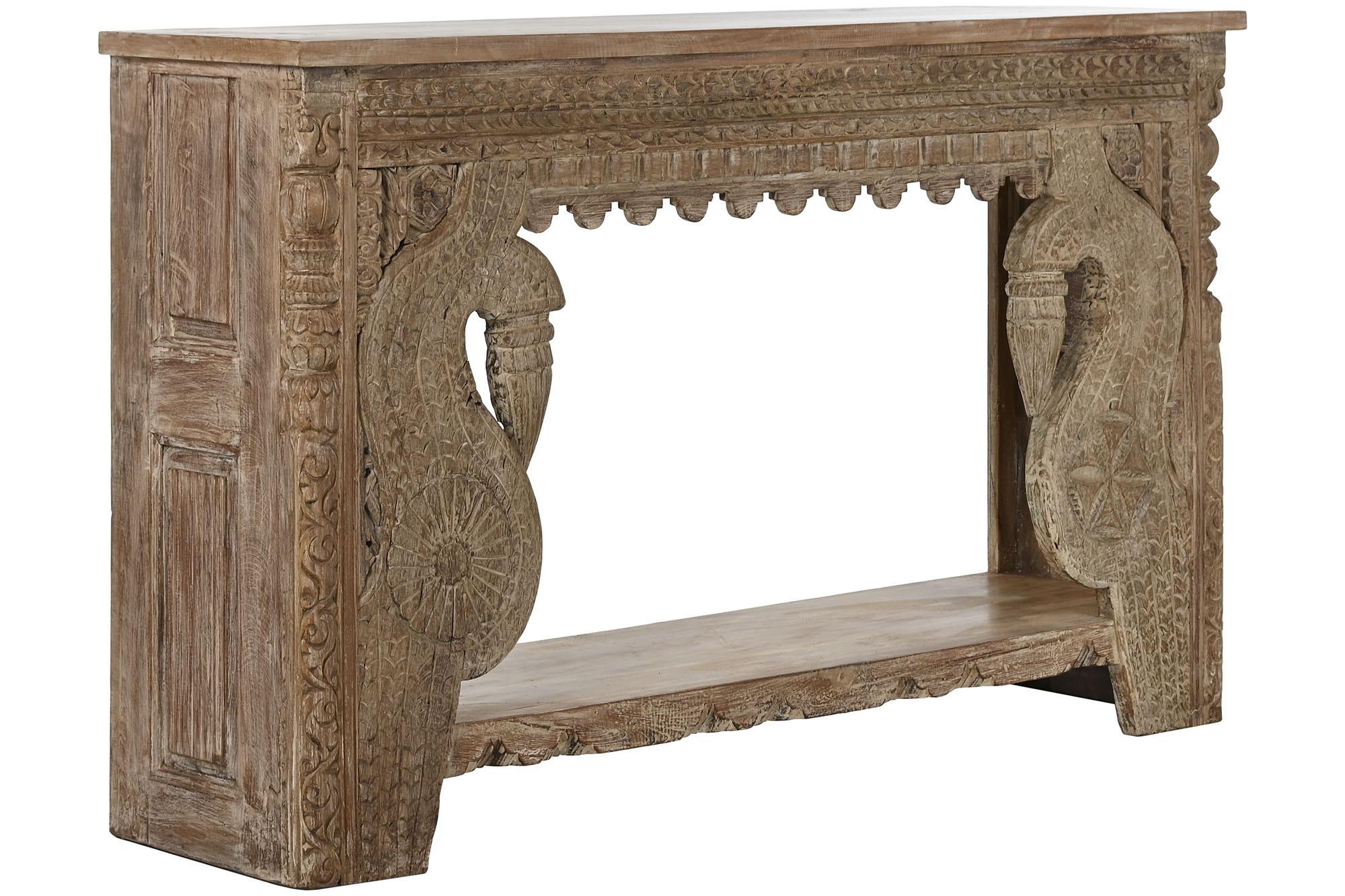 Product photograph of Carved Natural Mango Wood Carved Console Table from Choice Furniture Superstore.