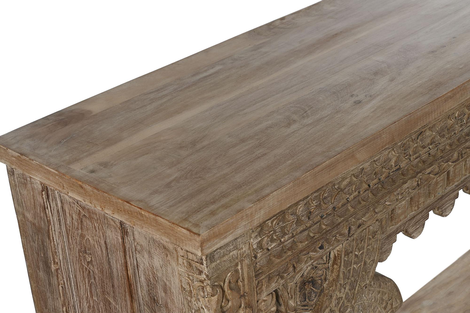 Product photograph of Carved Natural Mango Wood Carved Console Table from Choice Furniture Superstore.