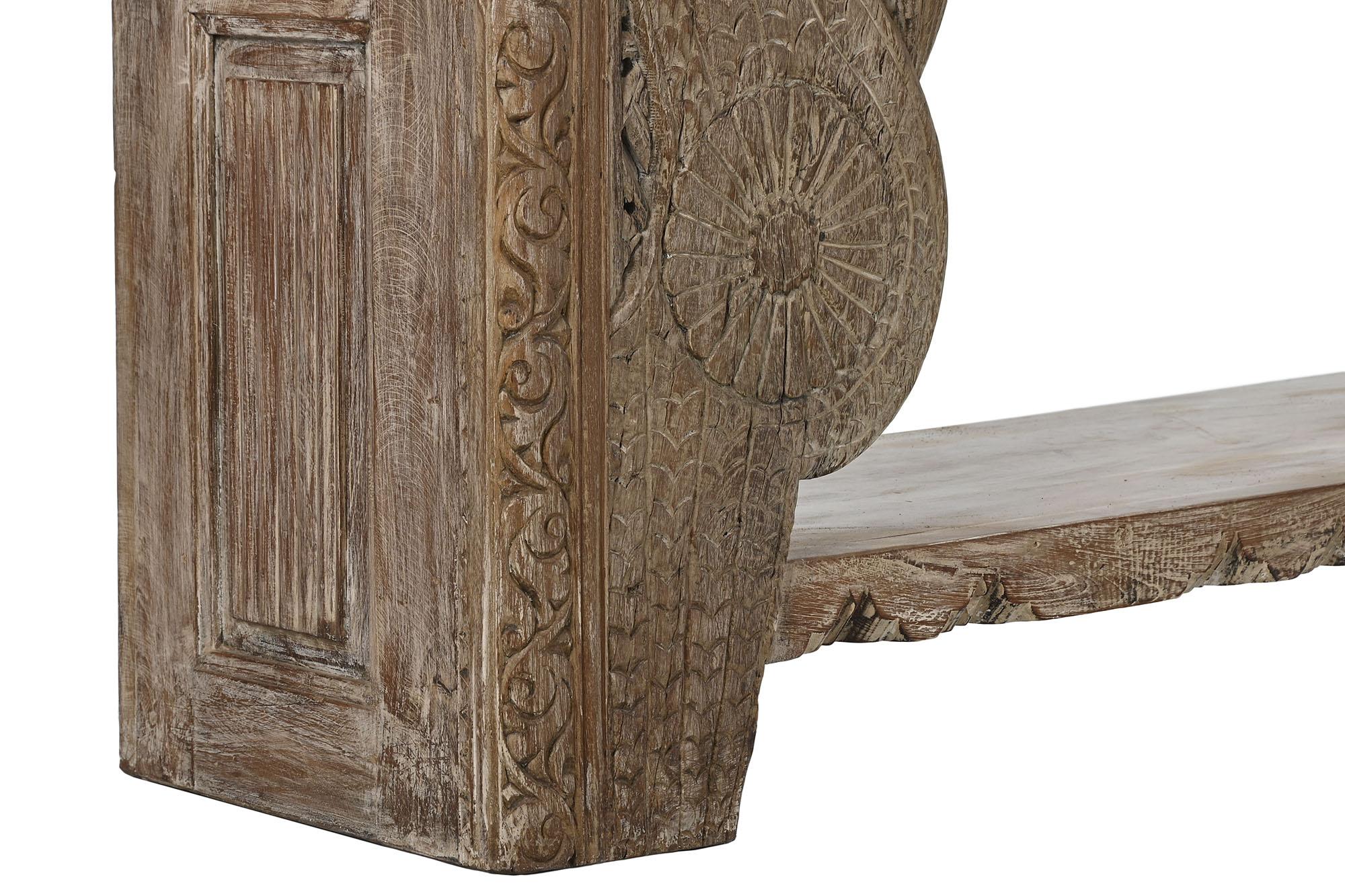 Product photograph of Carved Natural Mango Wood Carved Console Table from Choice Furniture Superstore.