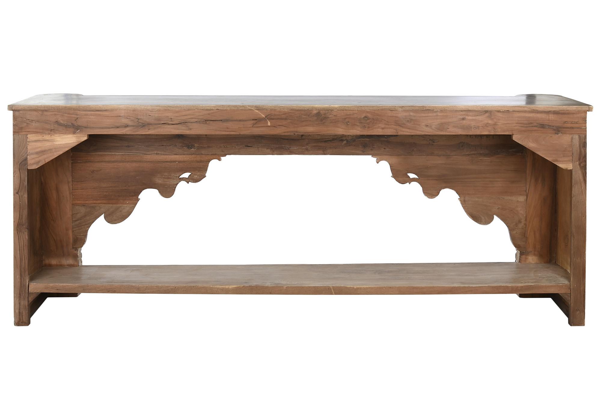 Product photograph of Natural Wooden Large Carved Console Table from Choice Furniture Superstore.