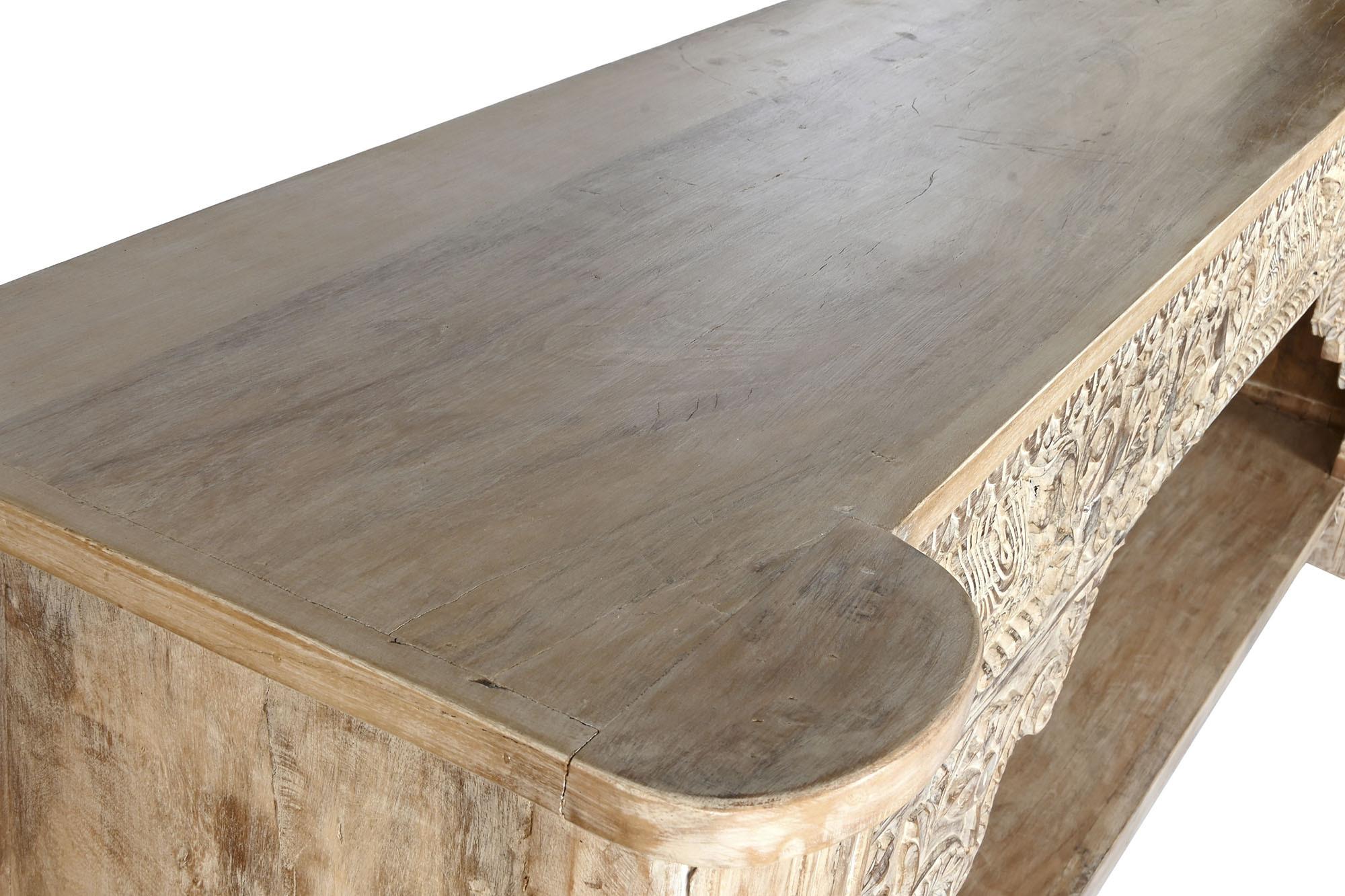 Product photograph of Natural Wooden Large Carved Console Table from Choice Furniture Superstore.