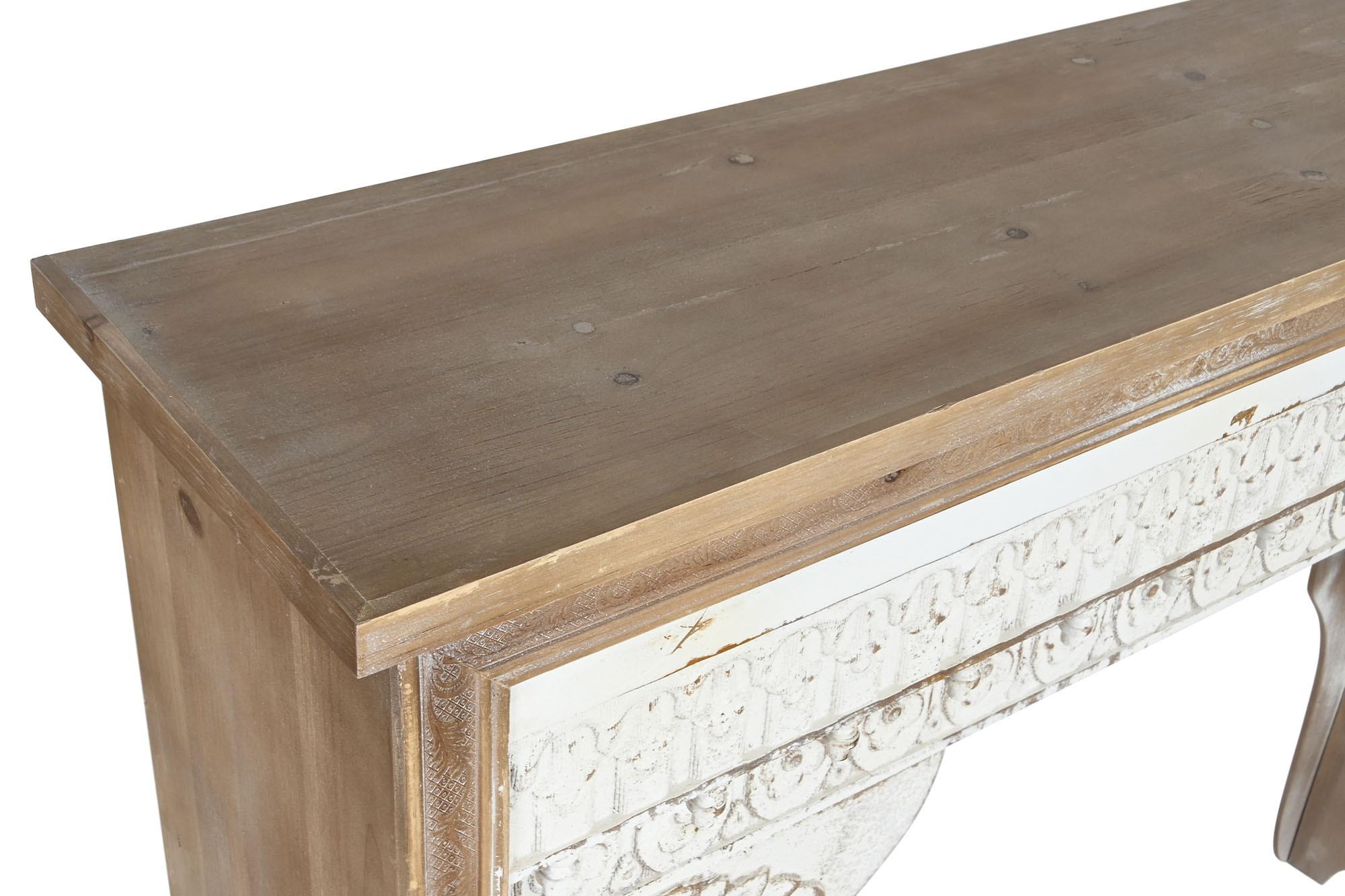 Product photograph of Indian White Wood Carved Console Table from Choice Furniture Superstore.