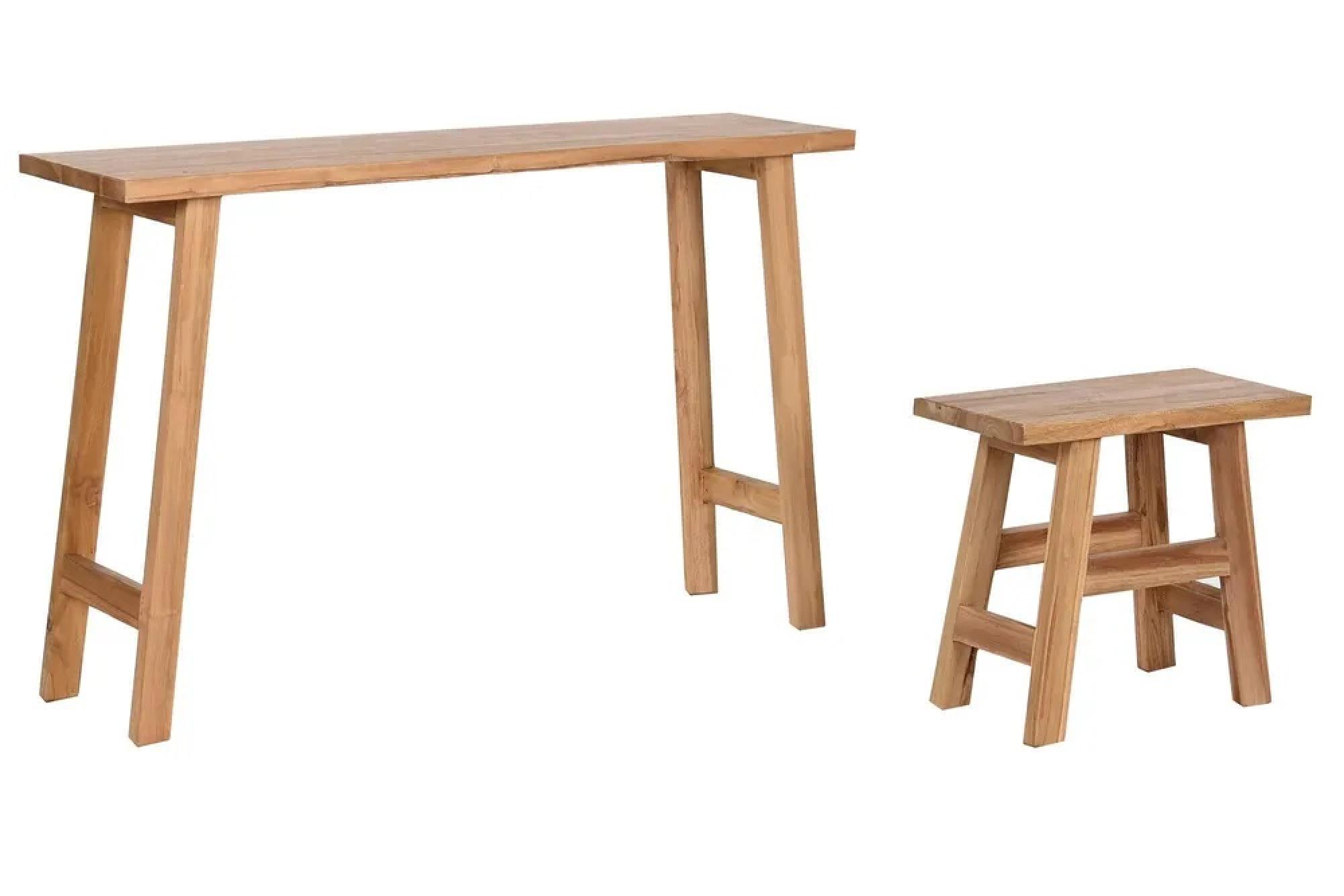 Product photograph of Natural Teak Console Table Set from Choice Furniture Superstore.