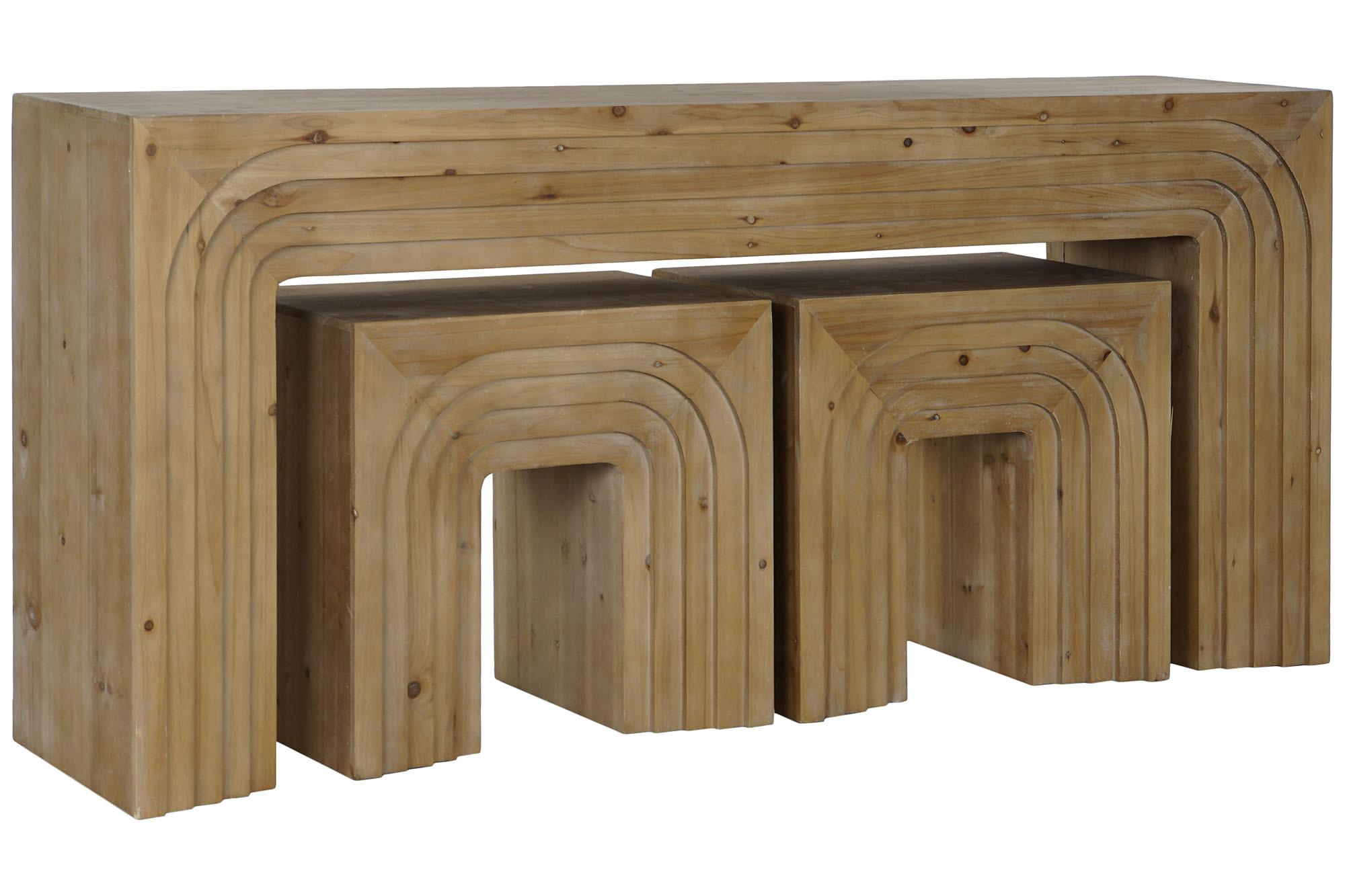 Product photograph of Modern Set Of 3 Wooden Archs Console Table from Choice Furniture Superstore.