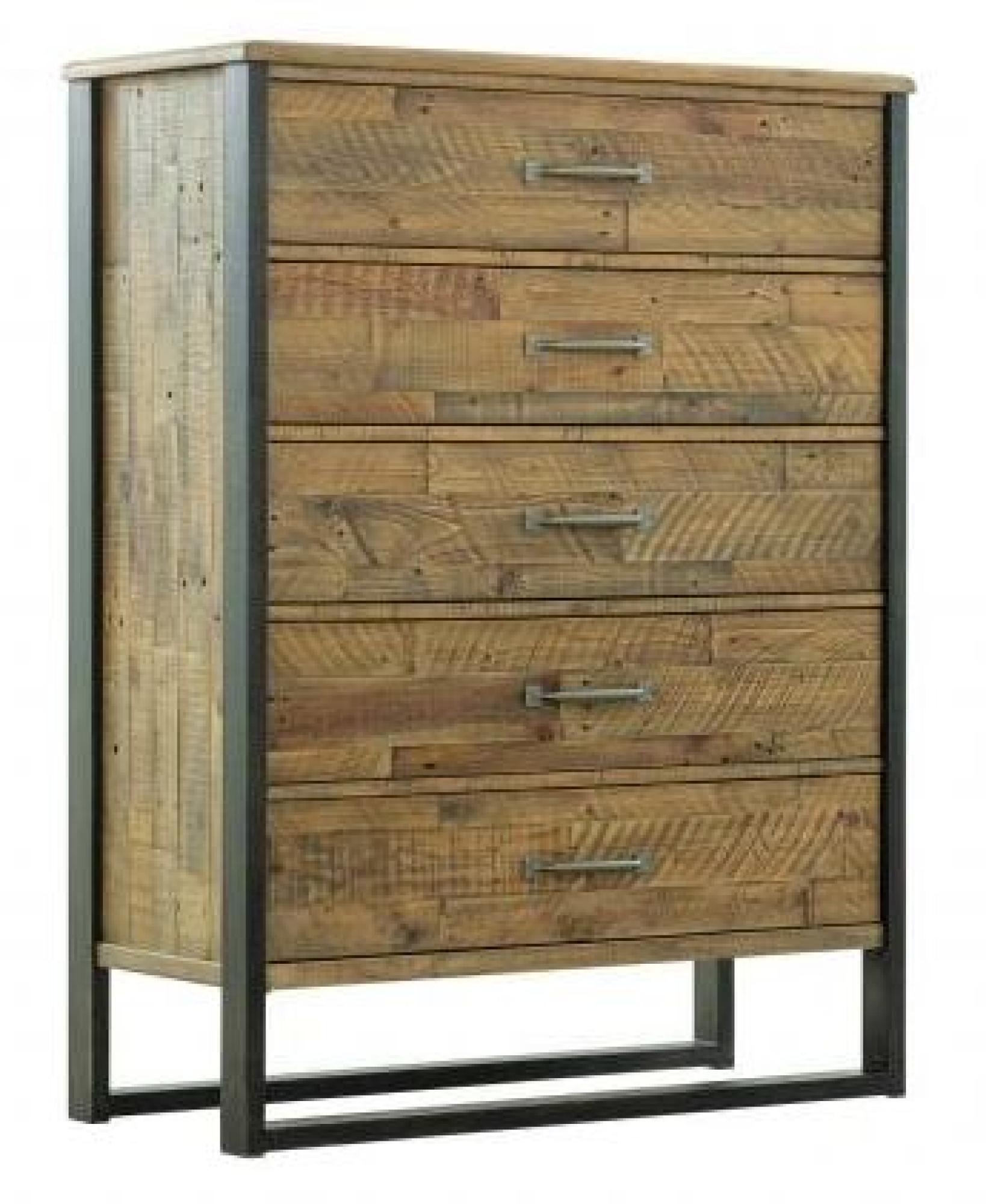 Product photograph of Gridley Loft Wooden 5 Drawer Chest from Choice Furniture Superstore.