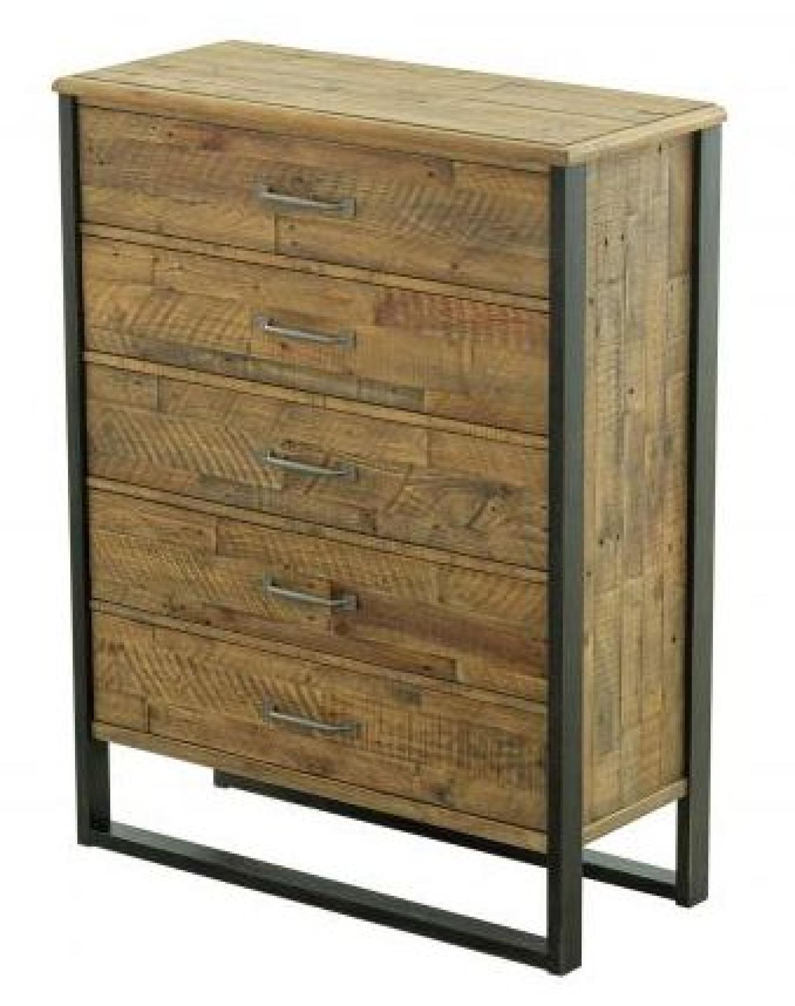 Product photograph of Gridley Loft Wooden 5 Drawer Chest from Choice Furniture Superstore.