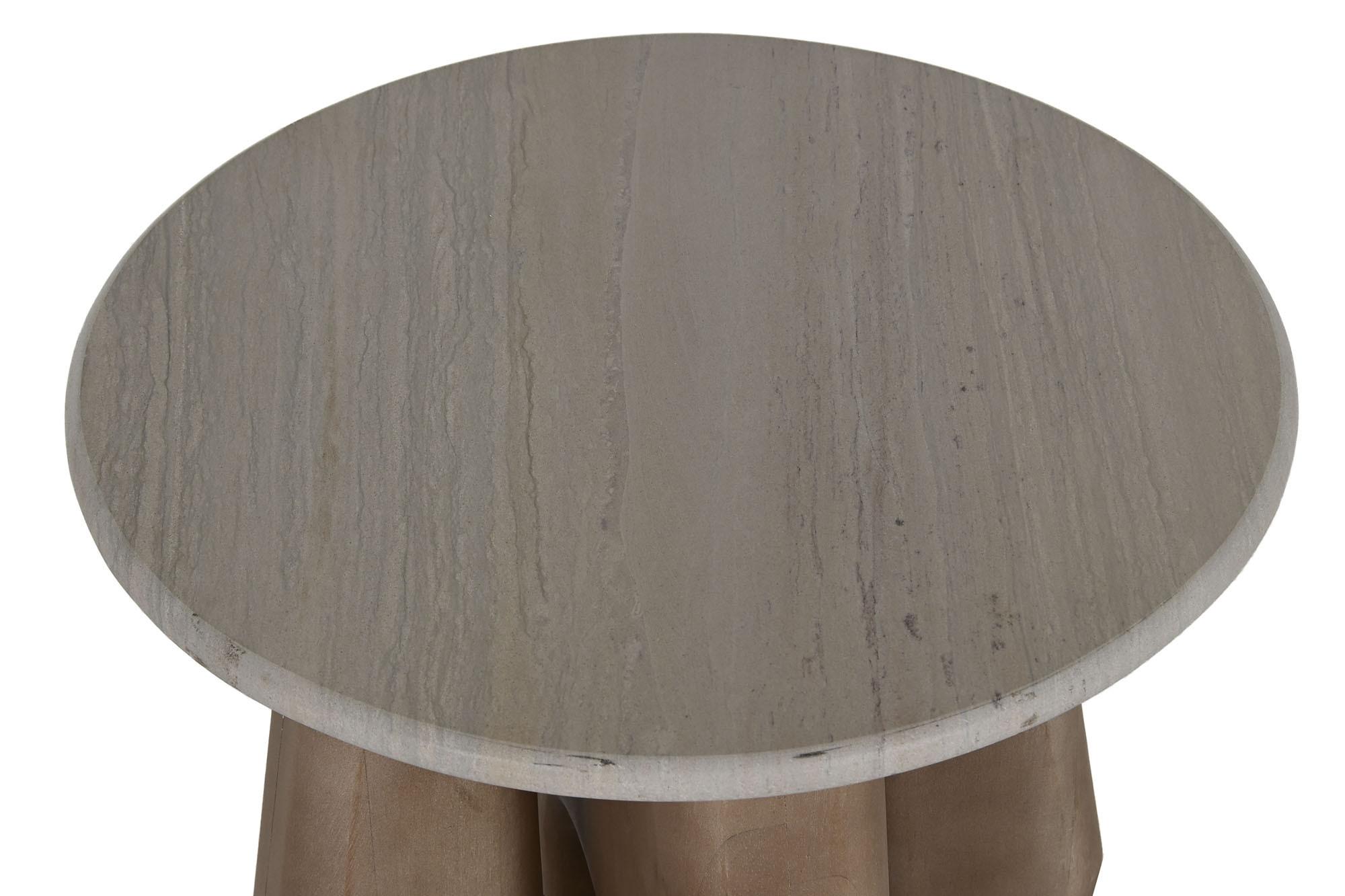 Product photograph of Modern Marble And Wood Round Side Table from Choice Furniture Superstore.