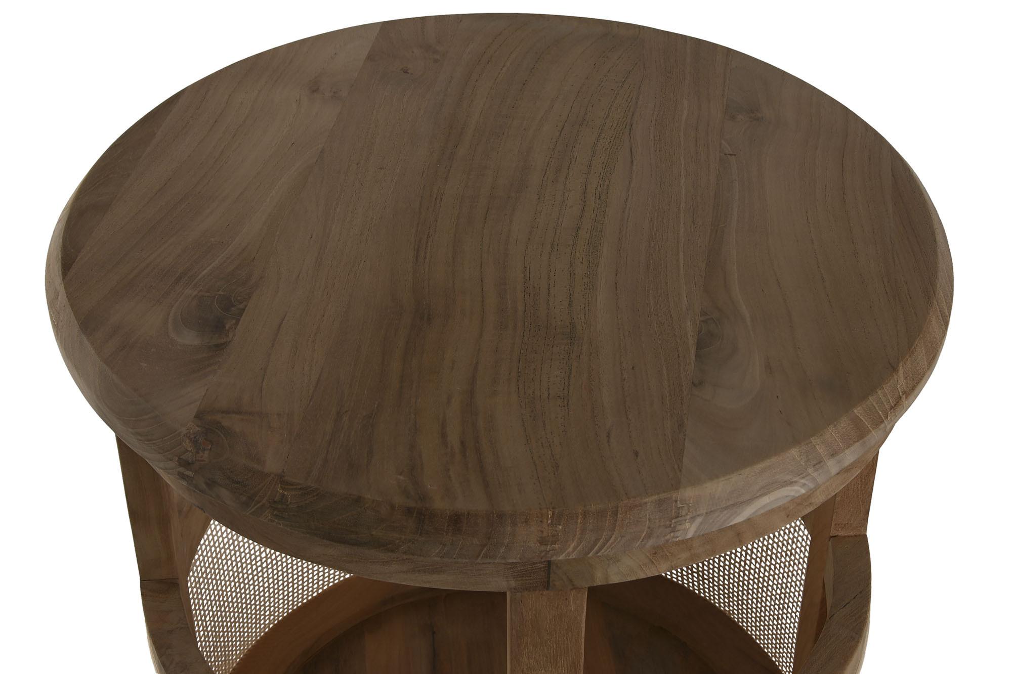 Product photograph of Balinese Teak And Rattan Round Side Table from Choice Furniture Superstore.