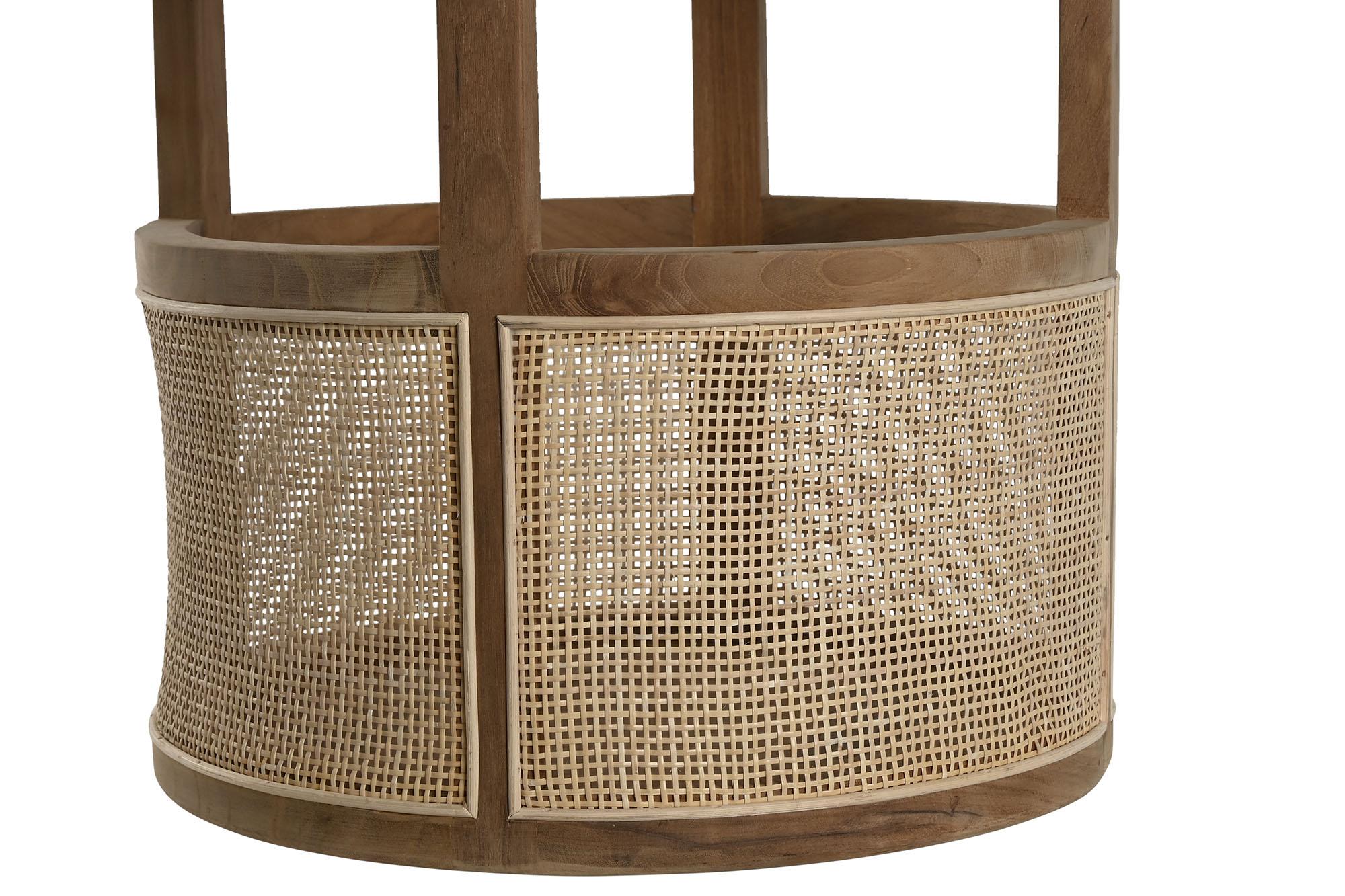 Product photograph of Balinese Teak And Rattan Round Side Table from Choice Furniture Superstore.