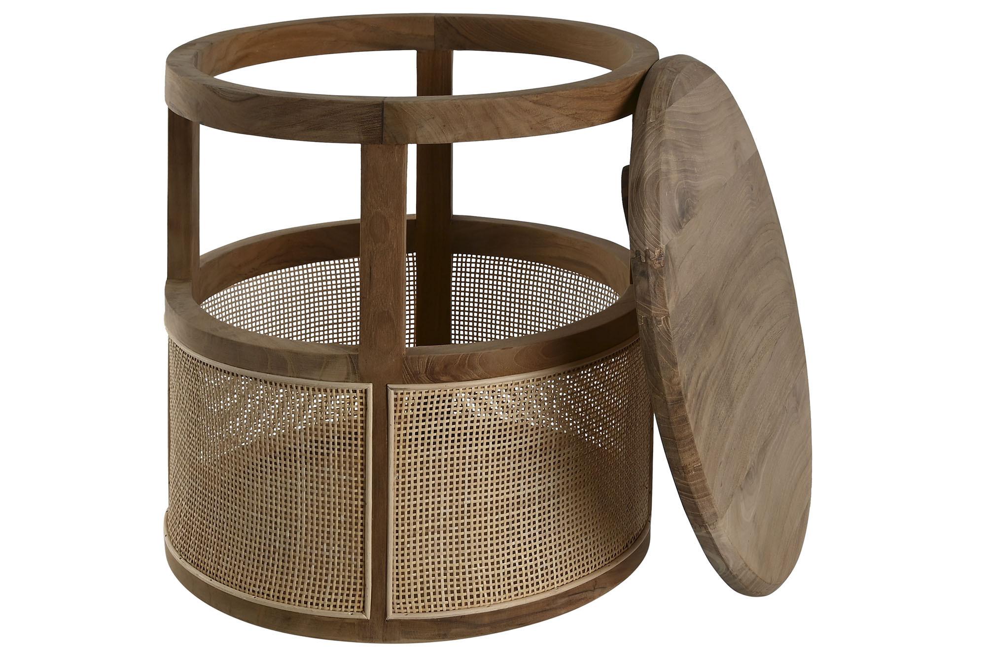 Product photograph of Balinese Teak And Rattan Round Side Table from Choice Furniture Superstore.