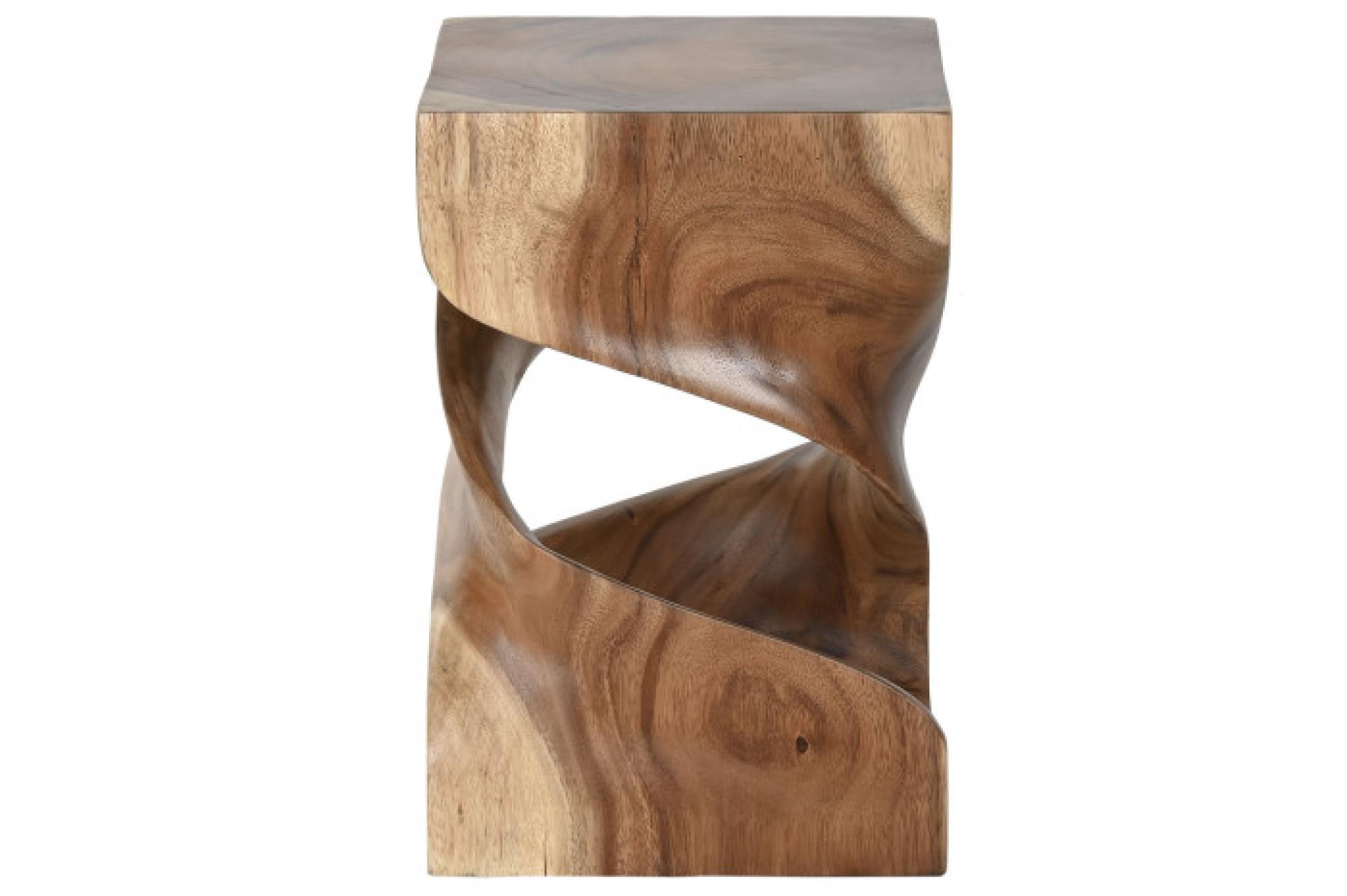 Product photograph of Natural Madera Mungur Carved Side Table from Choice Furniture Superstore.