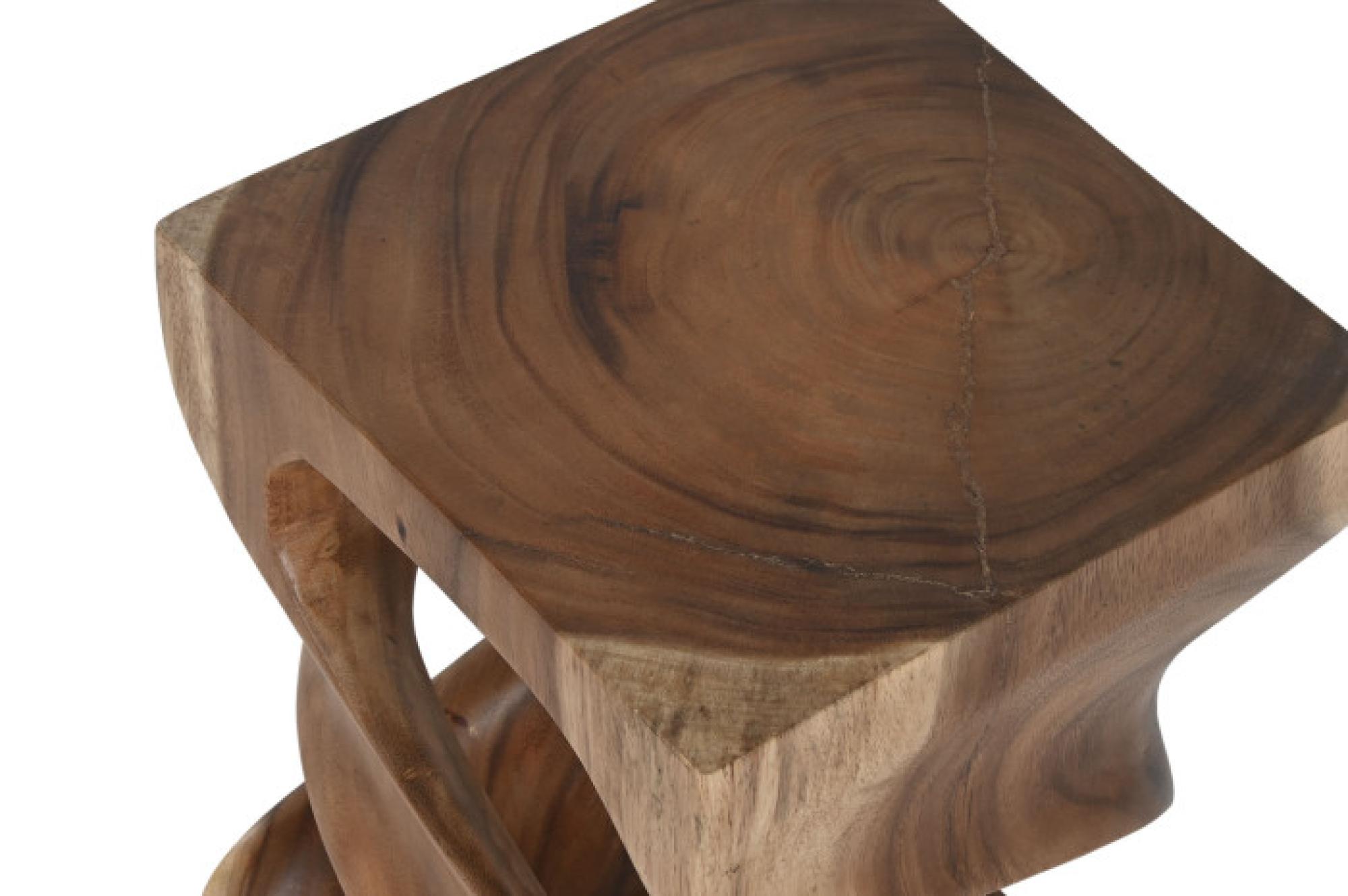 Product photograph of Natural Madera Mungur Carved Side Table from Choice Furniture Superstore.