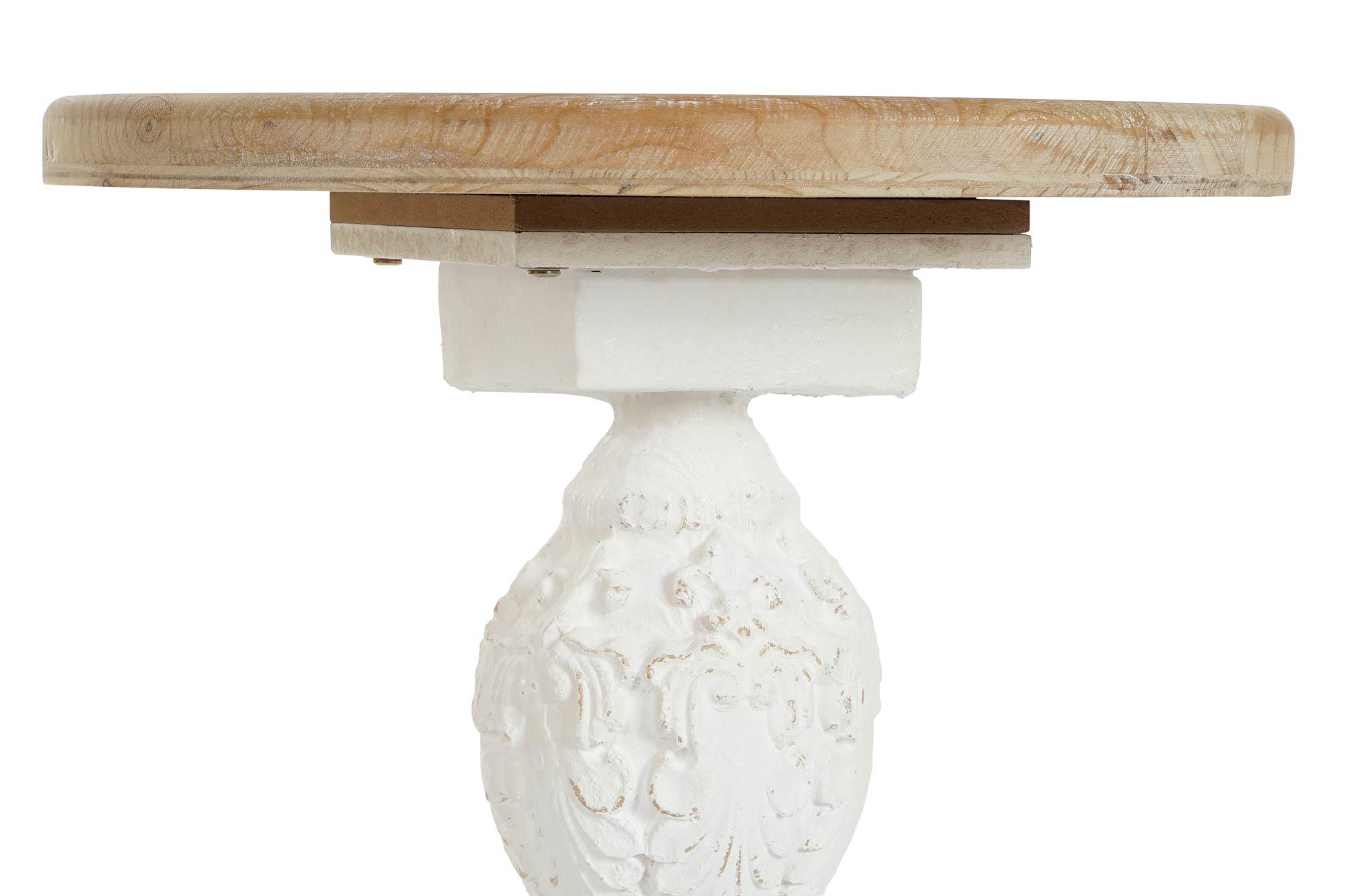 Product photograph of Neoclassic Natural And White Round Side Table from Choice Furniture Superstore.