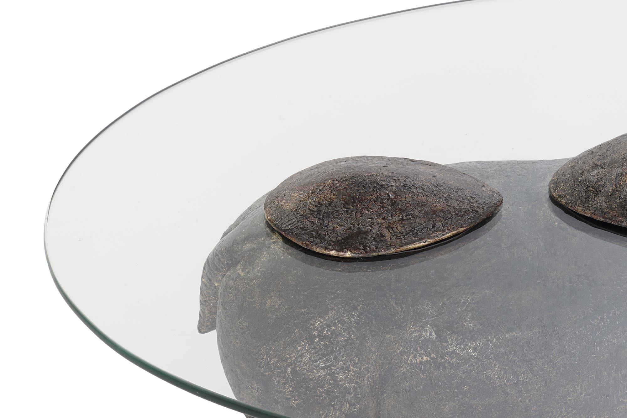 Product photograph of African Glass Top Copper Base Side Table from Choice Furniture Superstore.