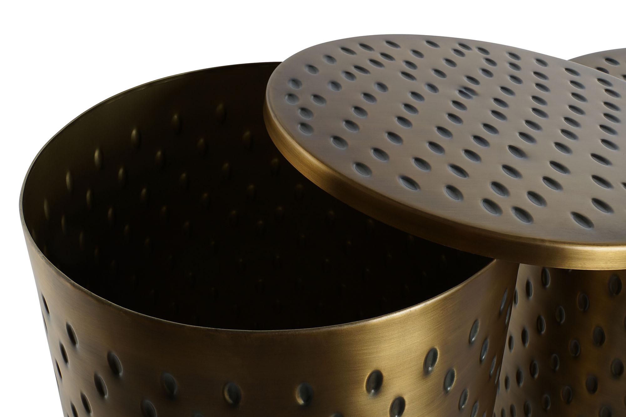 Product photograph of Gold Metal Set Of 2 Round Side Tables from Choice Furniture Superstore.