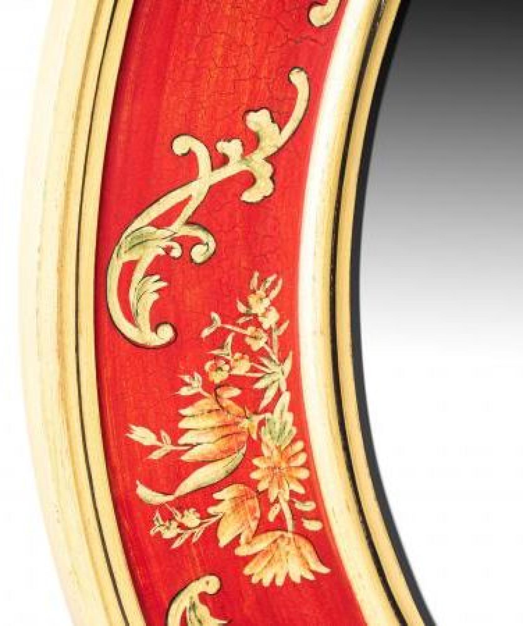 Product photograph of Meerut Red Floral Design Large Round Wall Mirror from Choice Furniture Superstore.