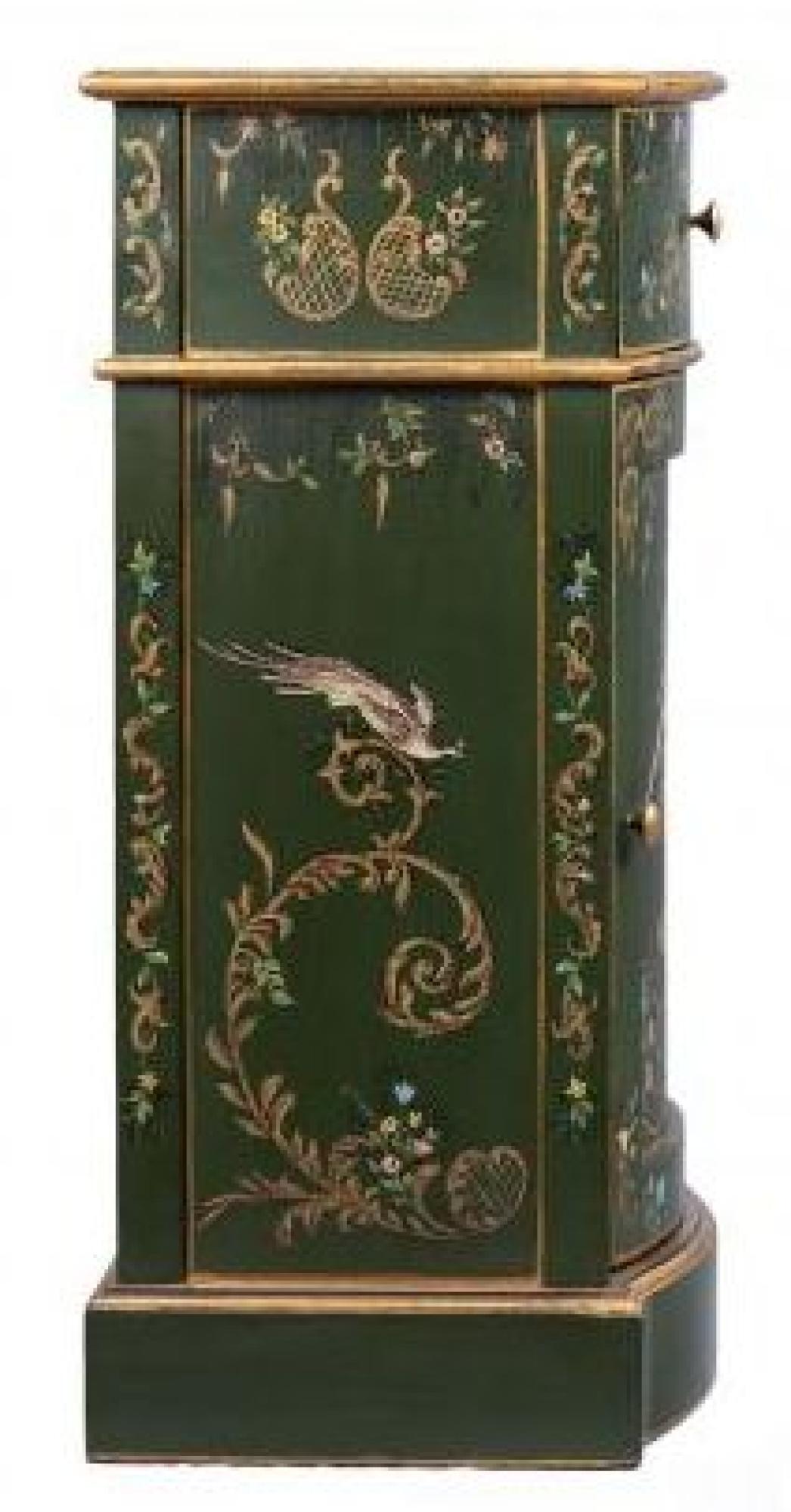 Product photograph of Meerut Green Fountain Design 1 Door Bedside Cabinet from Choice Furniture Superstore.