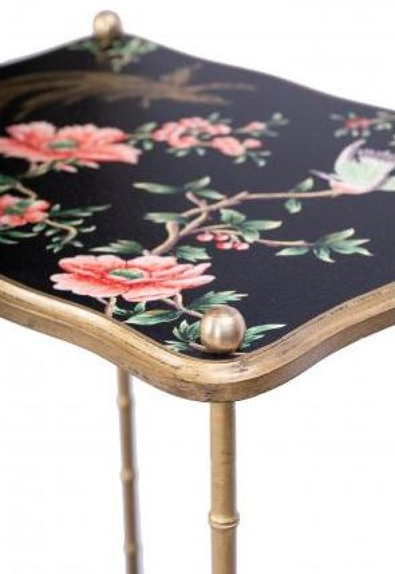 Product photograph of Meerut Black Lyre Bird Design Side Table from Choice Furniture Superstore.