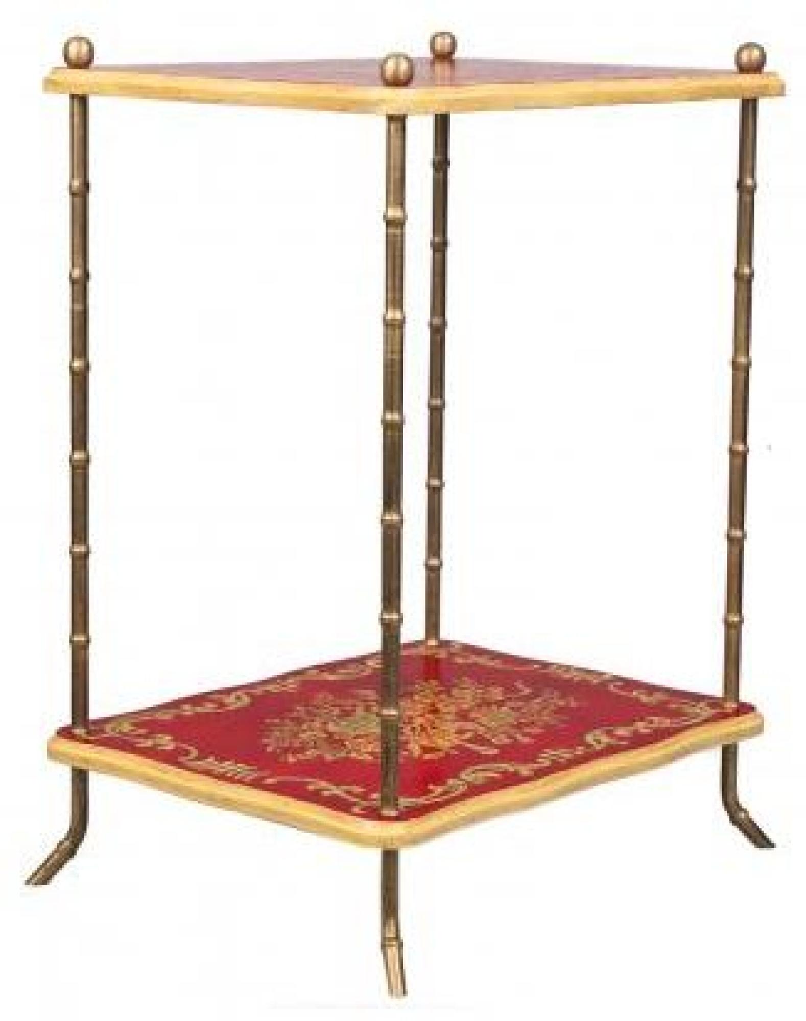 Product photograph of Meerut Red Floral Design Side Table from Choice Furniture Superstore.