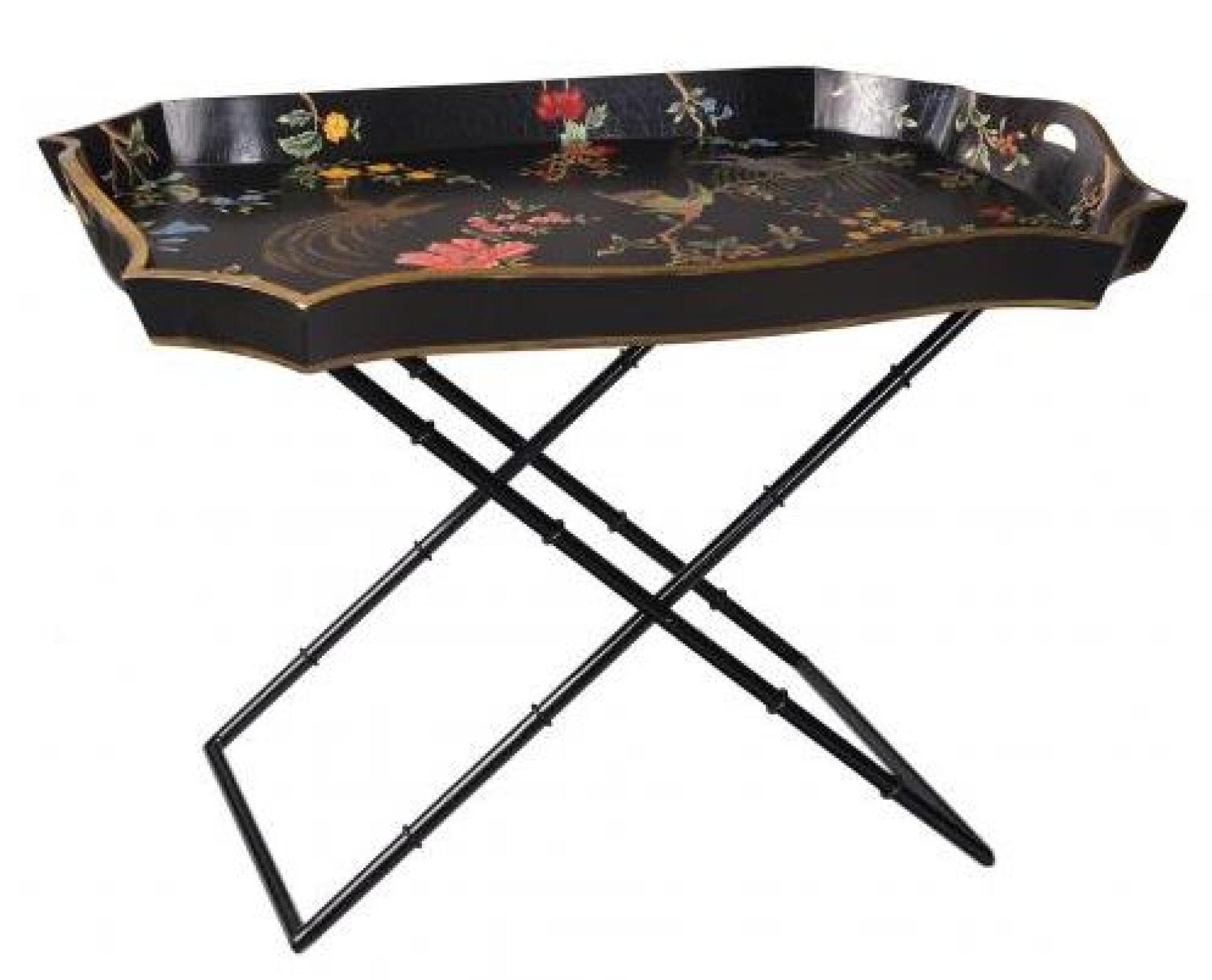 Product photograph of Meerut Black Lyre Bird Design Tray Stand from Choice Furniture Superstore.