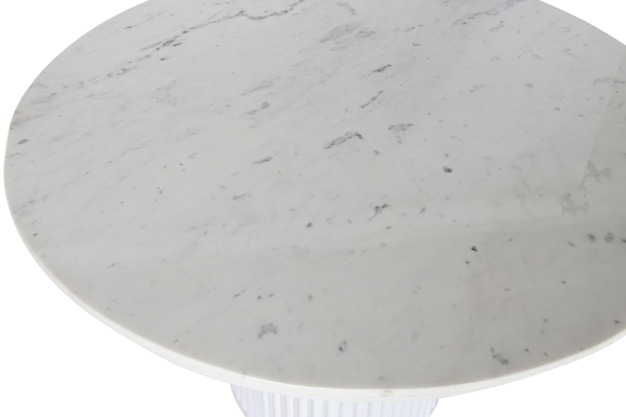 Product photograph of Modern White Marble 2 Seater Round Fluted Pedestal Dining Table from Choice Furniture Superstore.