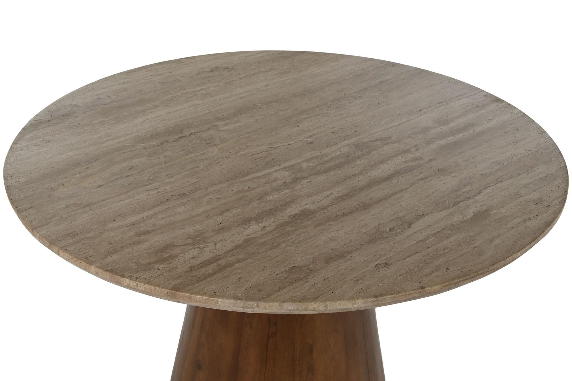 Product photograph of Modern Marble And Mango Wood 4 Seater Round Pedestal Dining Table from Choice Furniture Superstore.