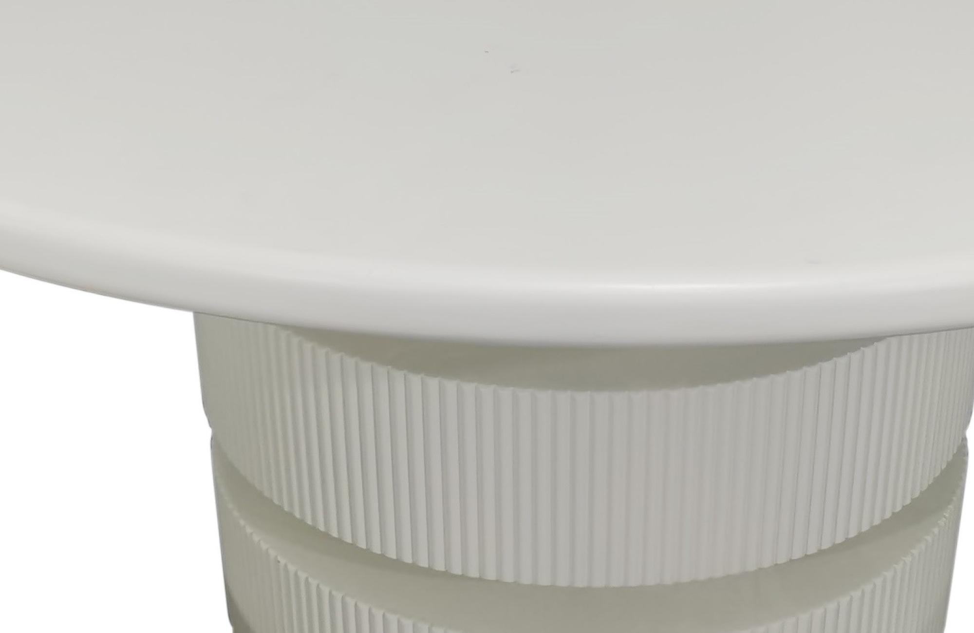 Product photograph of Nova White Fluted 4 Seater Round Pedestal Dining Table from Choice Furniture Superstore.