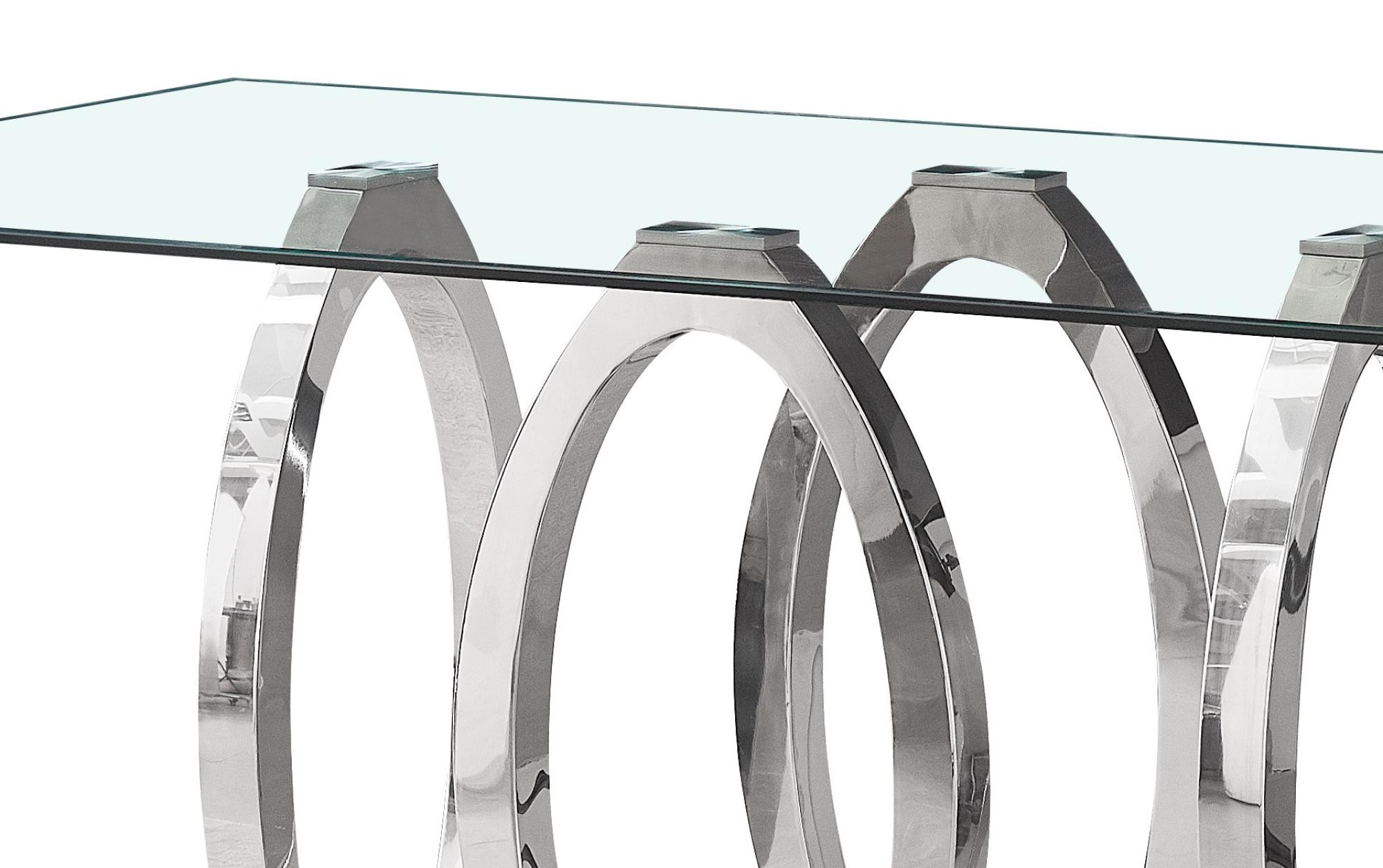 Product photograph of Glam Glass And Chrome 6 Seater Dining Table from Choice Furniture Superstore.