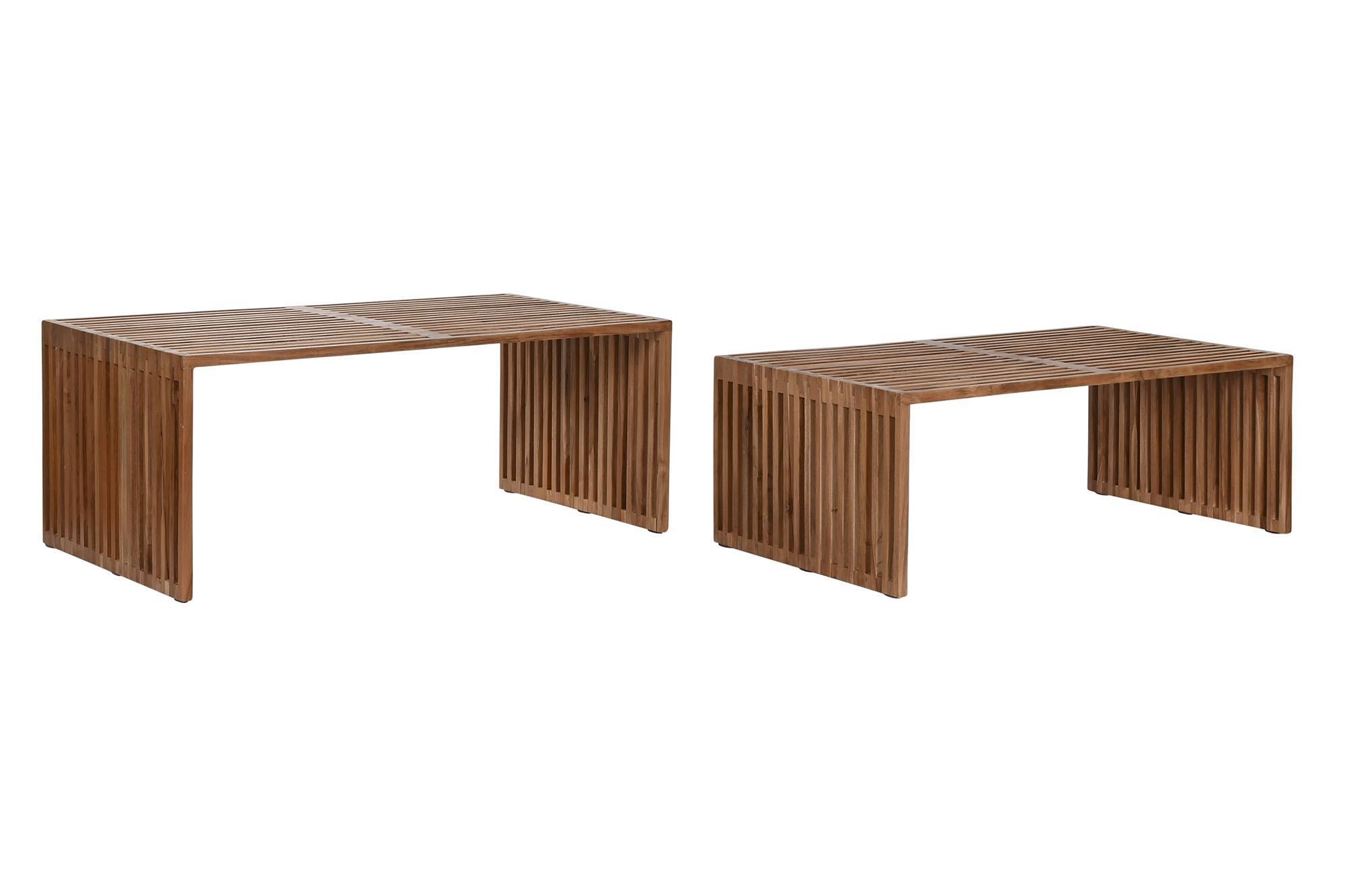 Product photograph of Mediterranean Set Of 2 Natural Teak Coffee Table from Choice Furniture Superstore.