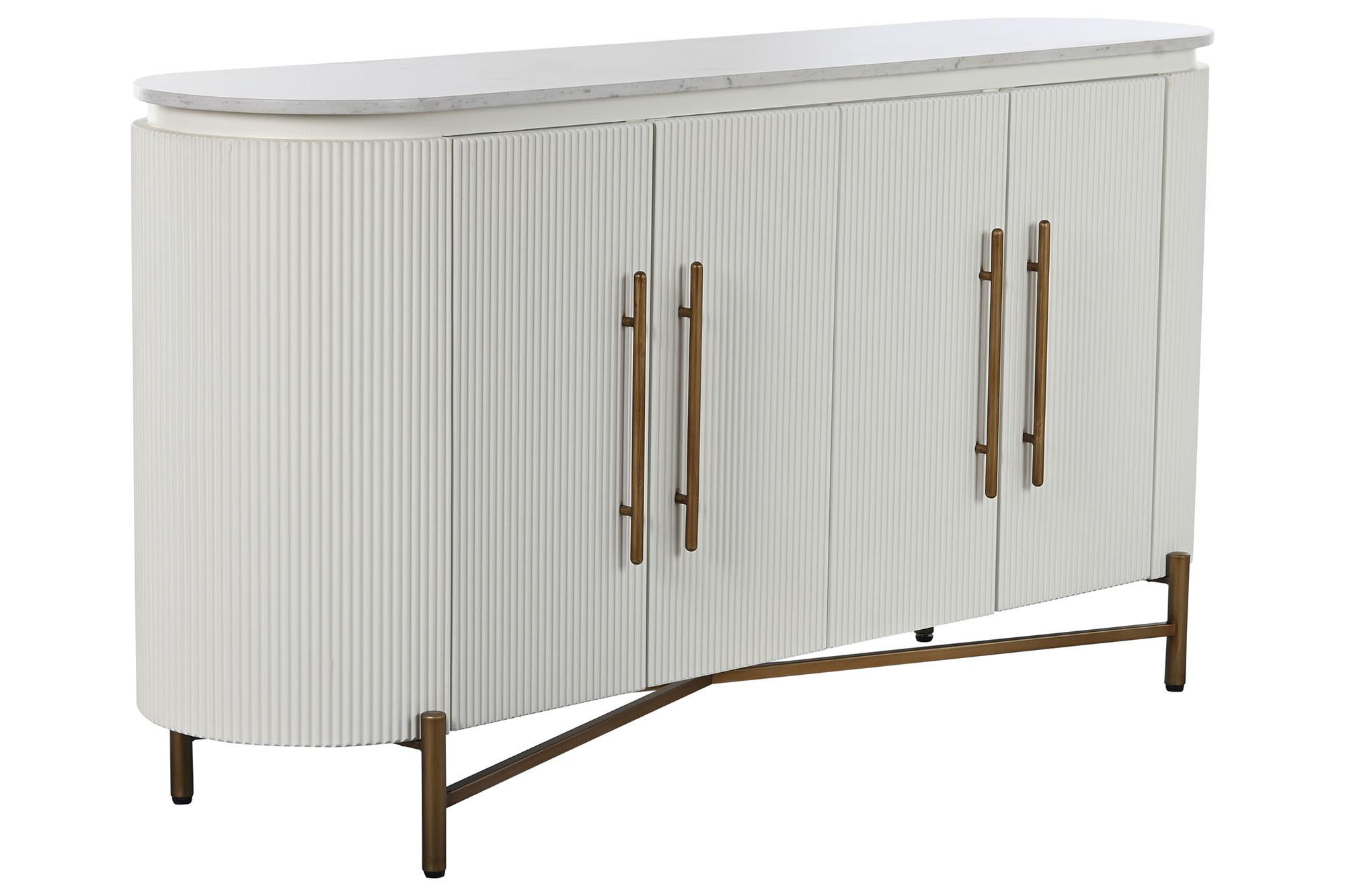 Product photograph of Chic White Marble Small Sideboard - 4 Doors from Choice Furniture Superstore.