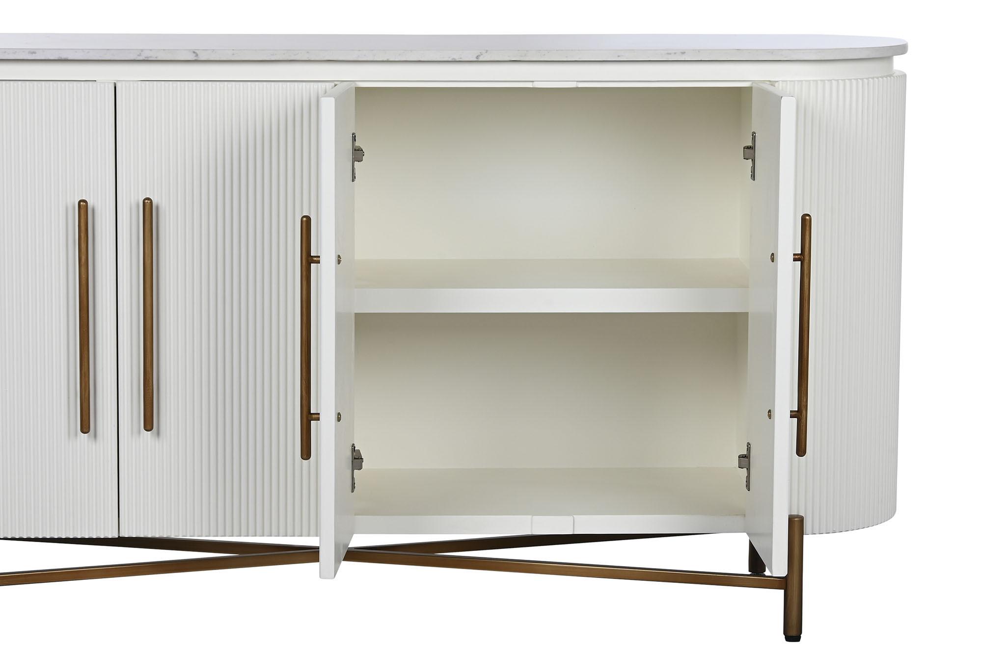 Product photograph of Chic White Marble Small Sideboard - 4 Doors from Choice Furniture Superstore.